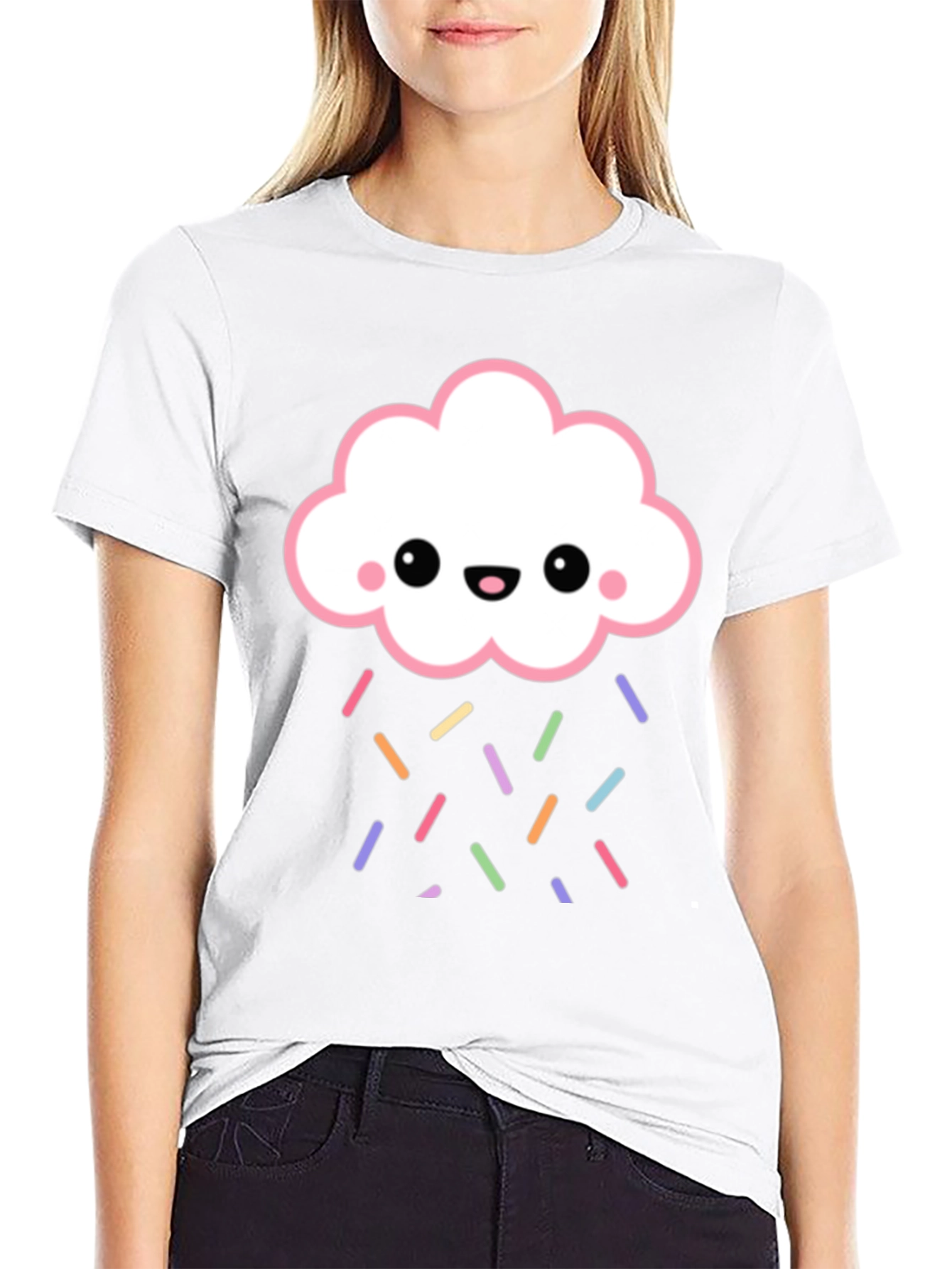 Cute Cloud Sprinkles Black T-Shirt