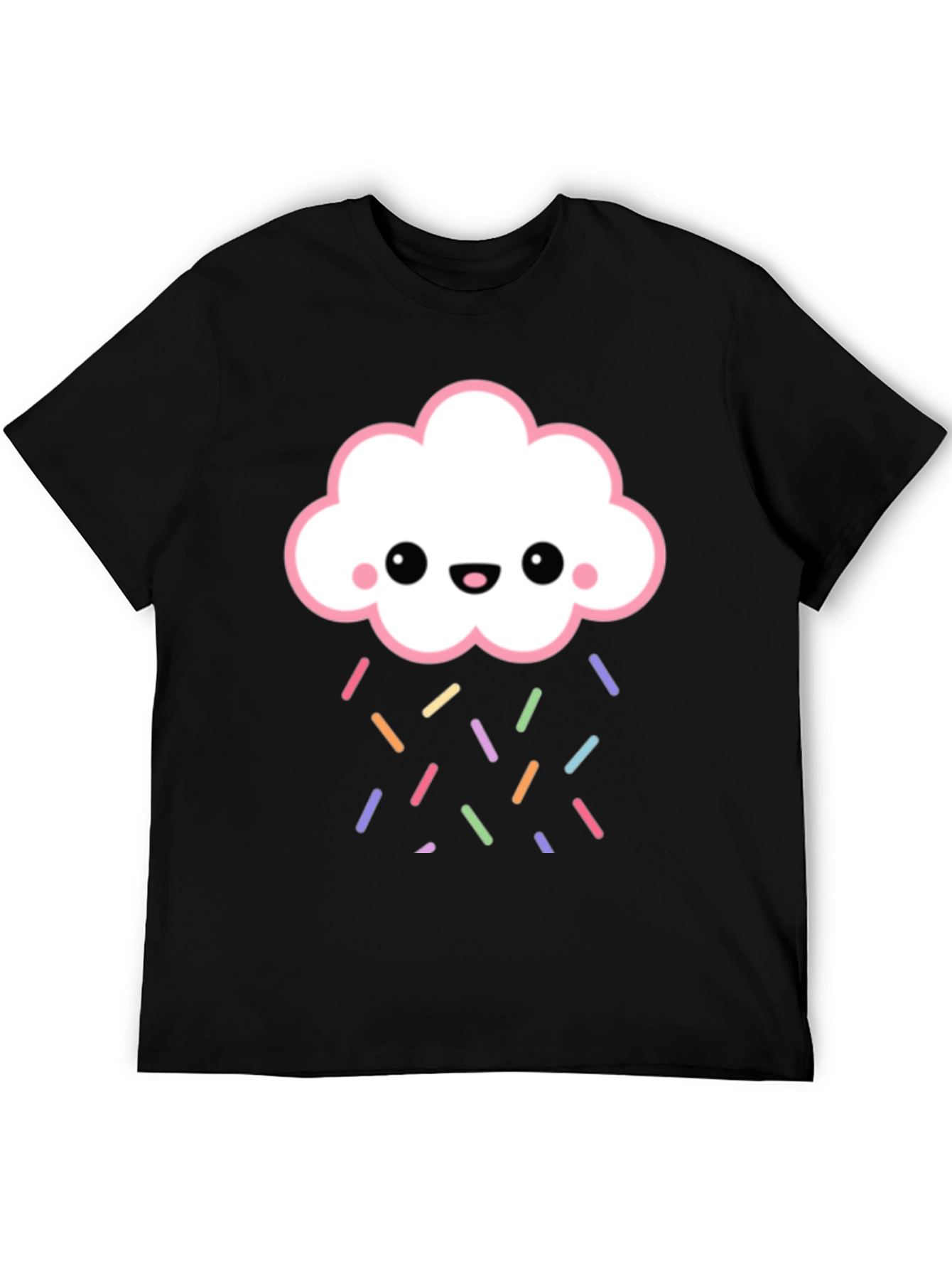 Cute Cloud Sprinkles Black T-Shirt
