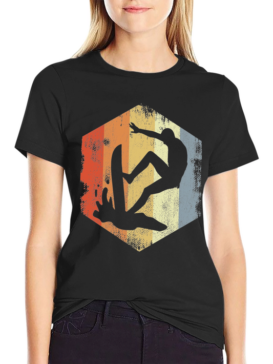 Retro Surfer Graphic Tee - Black Cotton