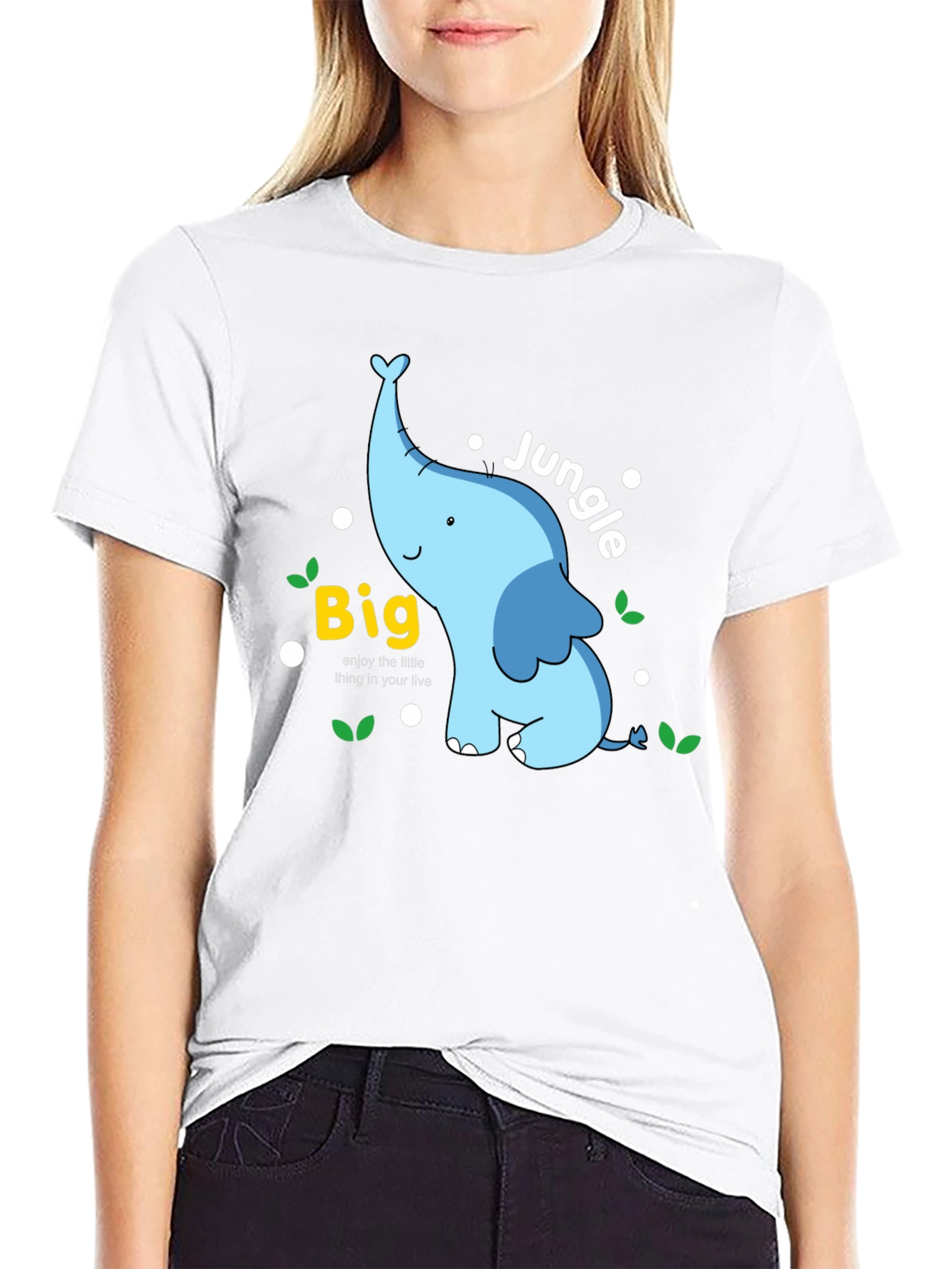 Big Jungle Blue Elephant Graphic T-Shirt