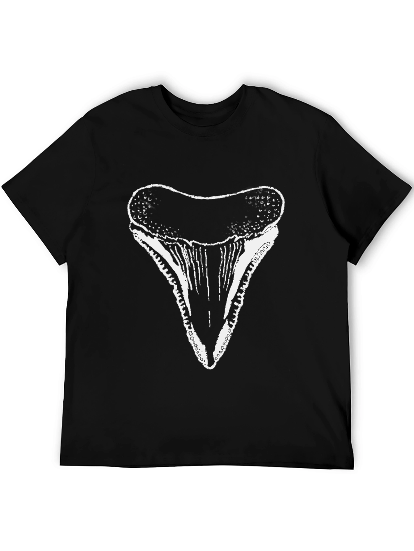 Shark Tooth Graphic Tee - Black Cotton T-Shirt