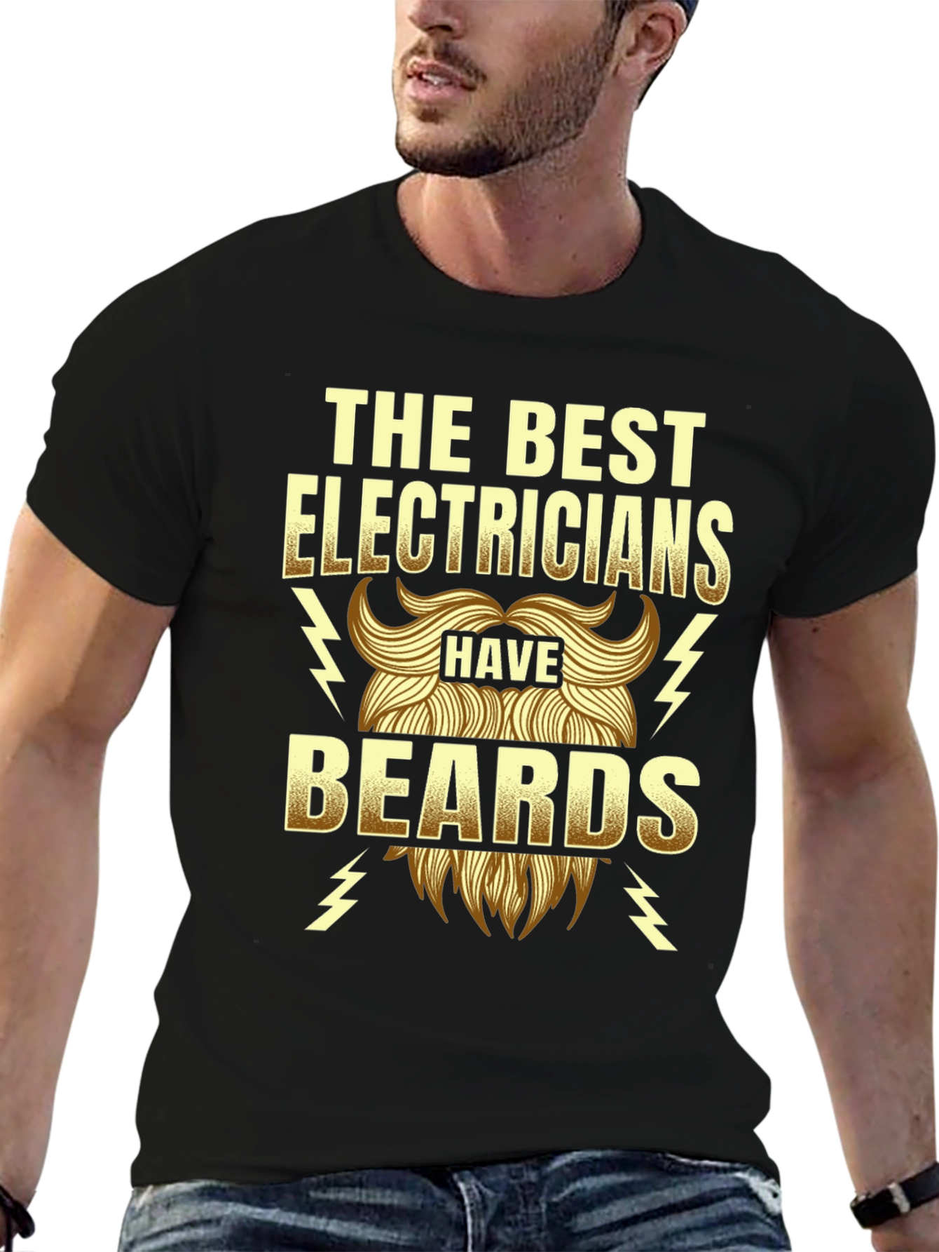 Electrician Beard T-Shirt - Funny Gift Tee