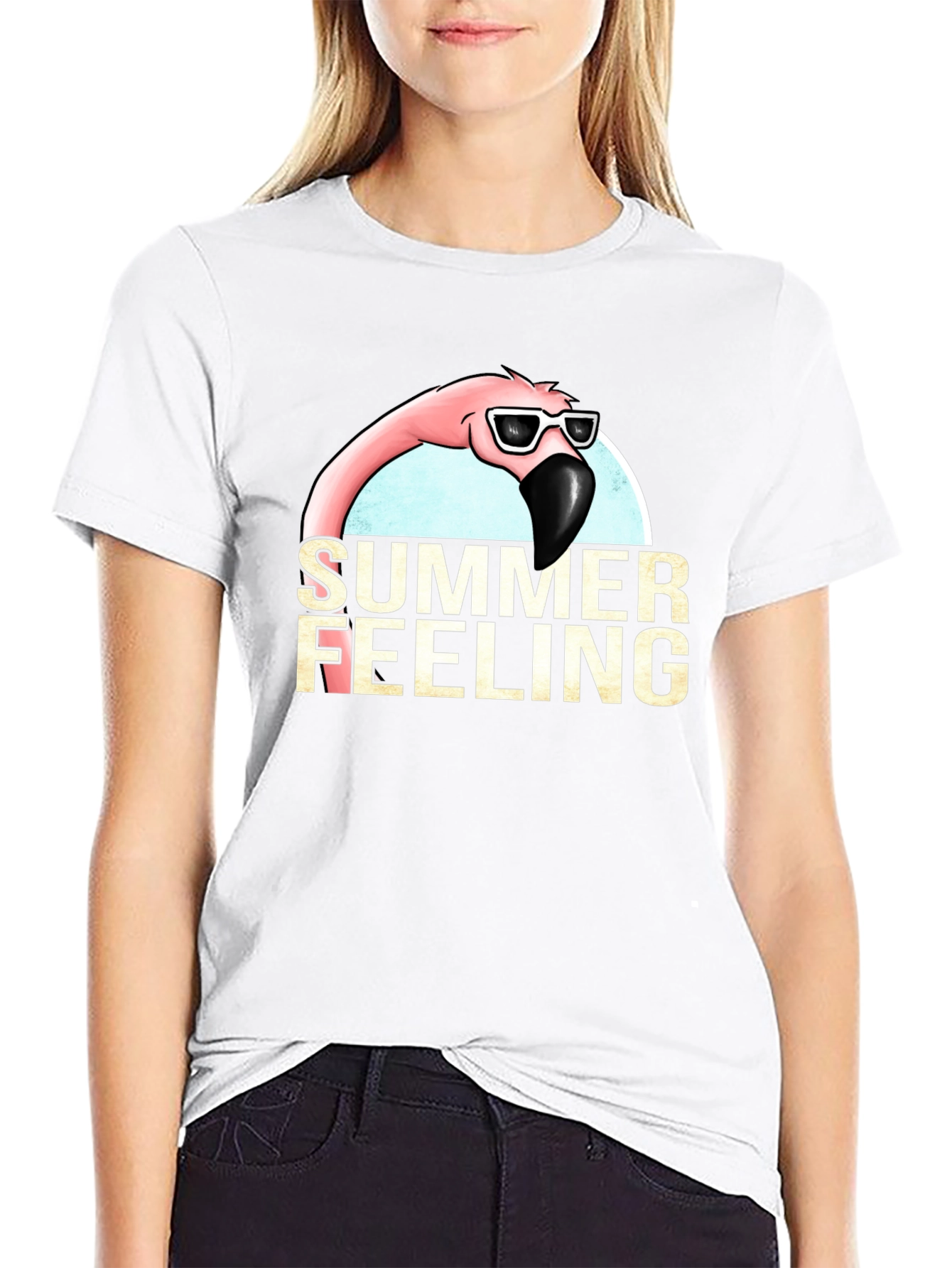 Summer Feeling Flamingo Graphic T-Shirt
