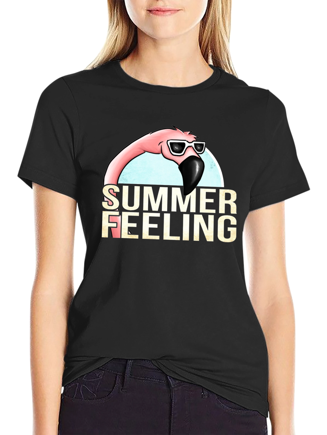 Summer Feeling Flamingo Graphic T-Shirt