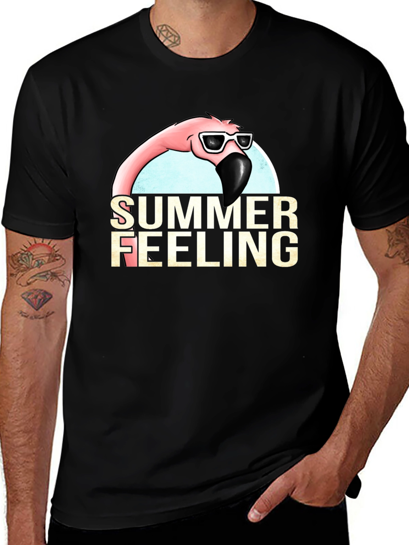 Summer Feeling Flamingo Graphic T-Shirt