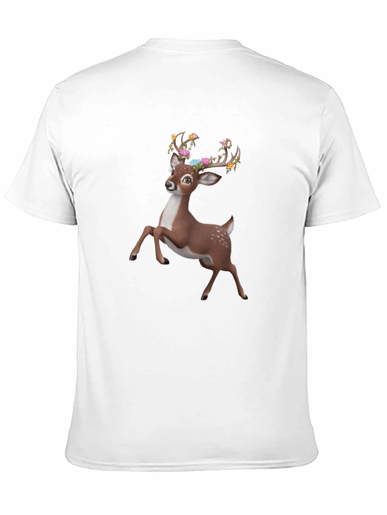 Floral Deer Graphic Tee - Black Unisex T-Shirt