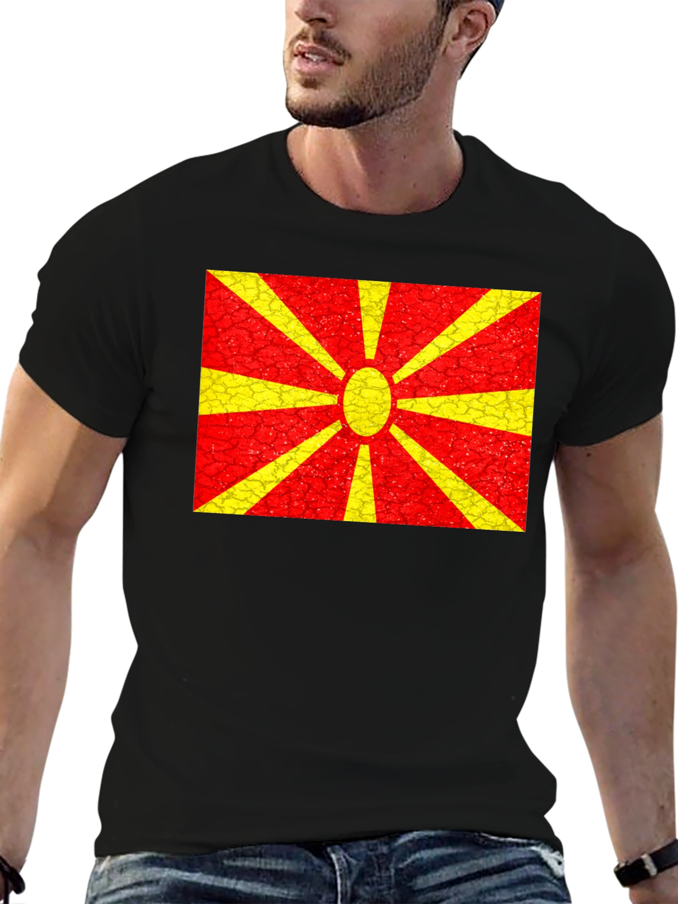 Macedonia Flag T-Shirt - Black Unique Design