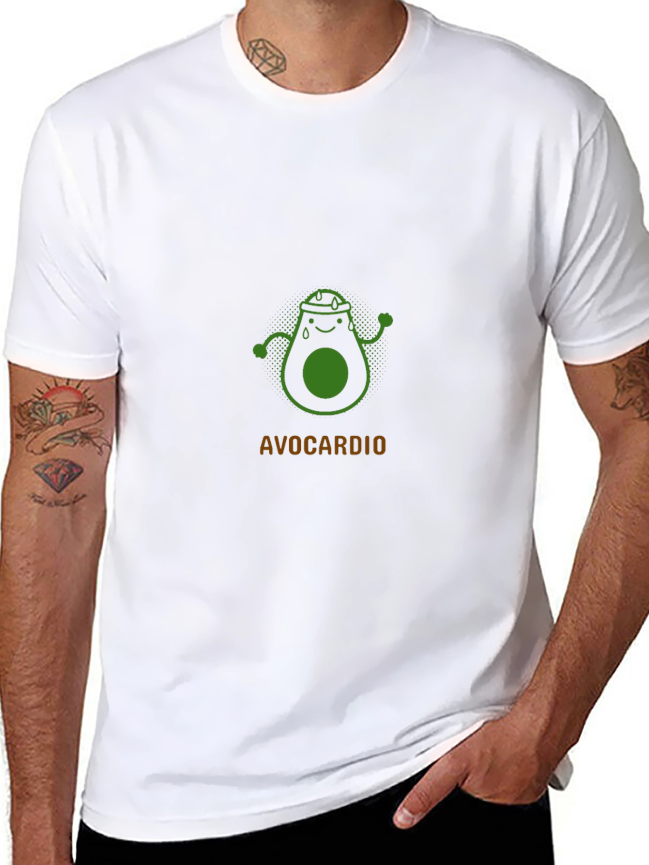 Avocardio Black T-Shirt - Funny Avocado Workout Tee