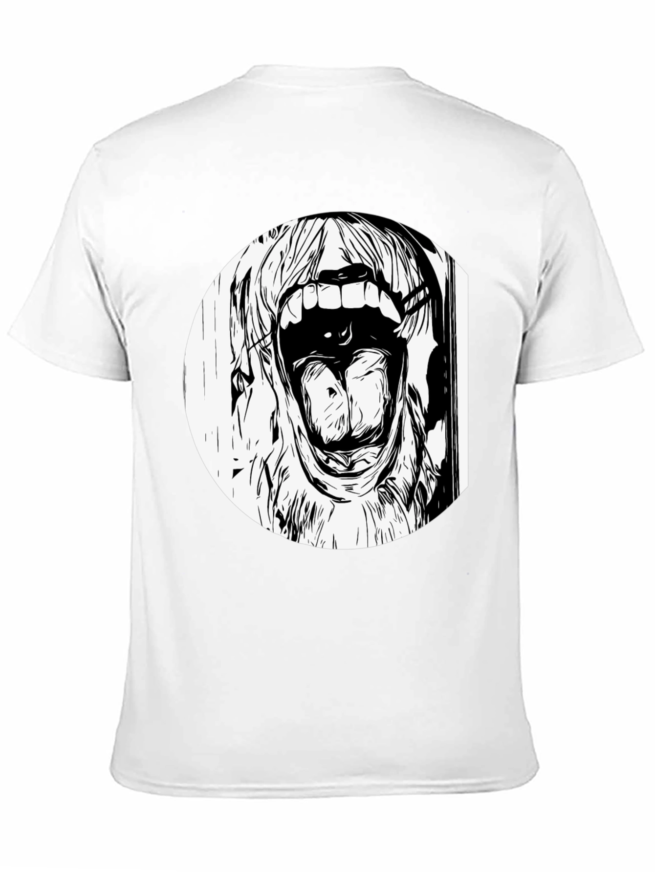 Screaming Face Graphic Tee - Black Cotton T-Shirt
