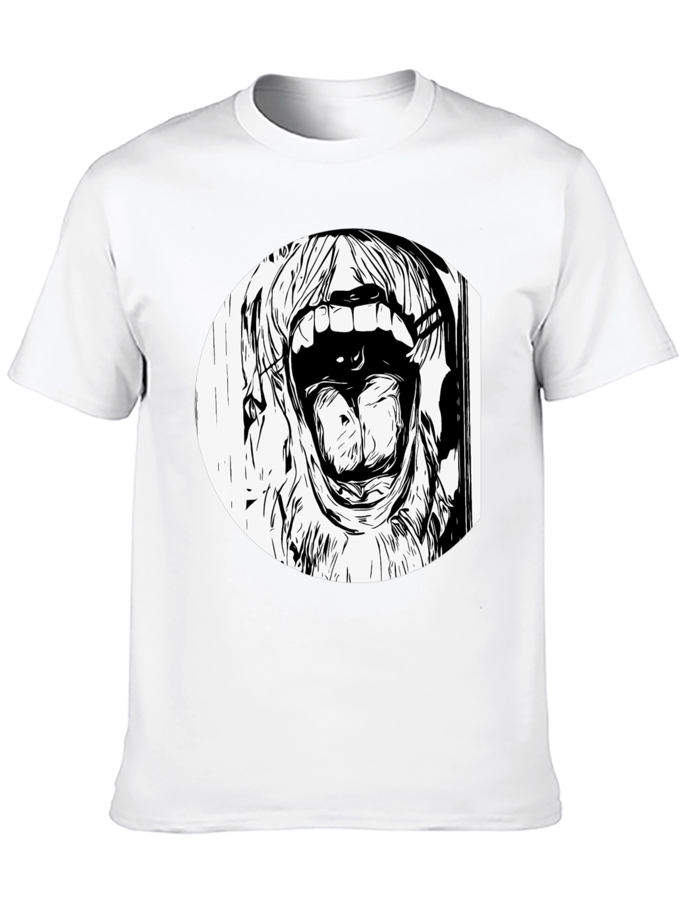 Screaming Face Graphic Tee - Black Cotton T-Shirt