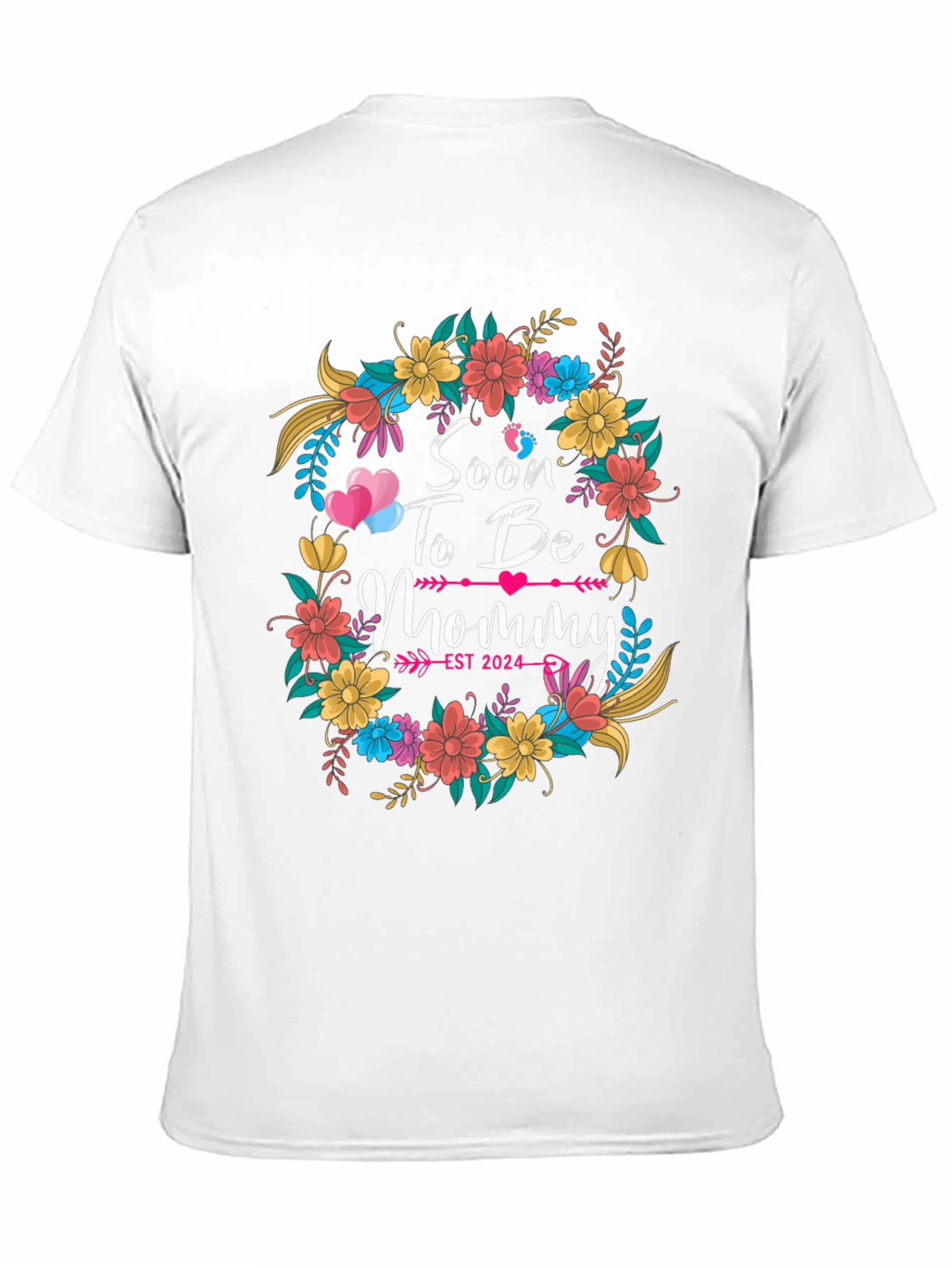 Soon To Be Mommy Est 2024 Floral T-Shirt