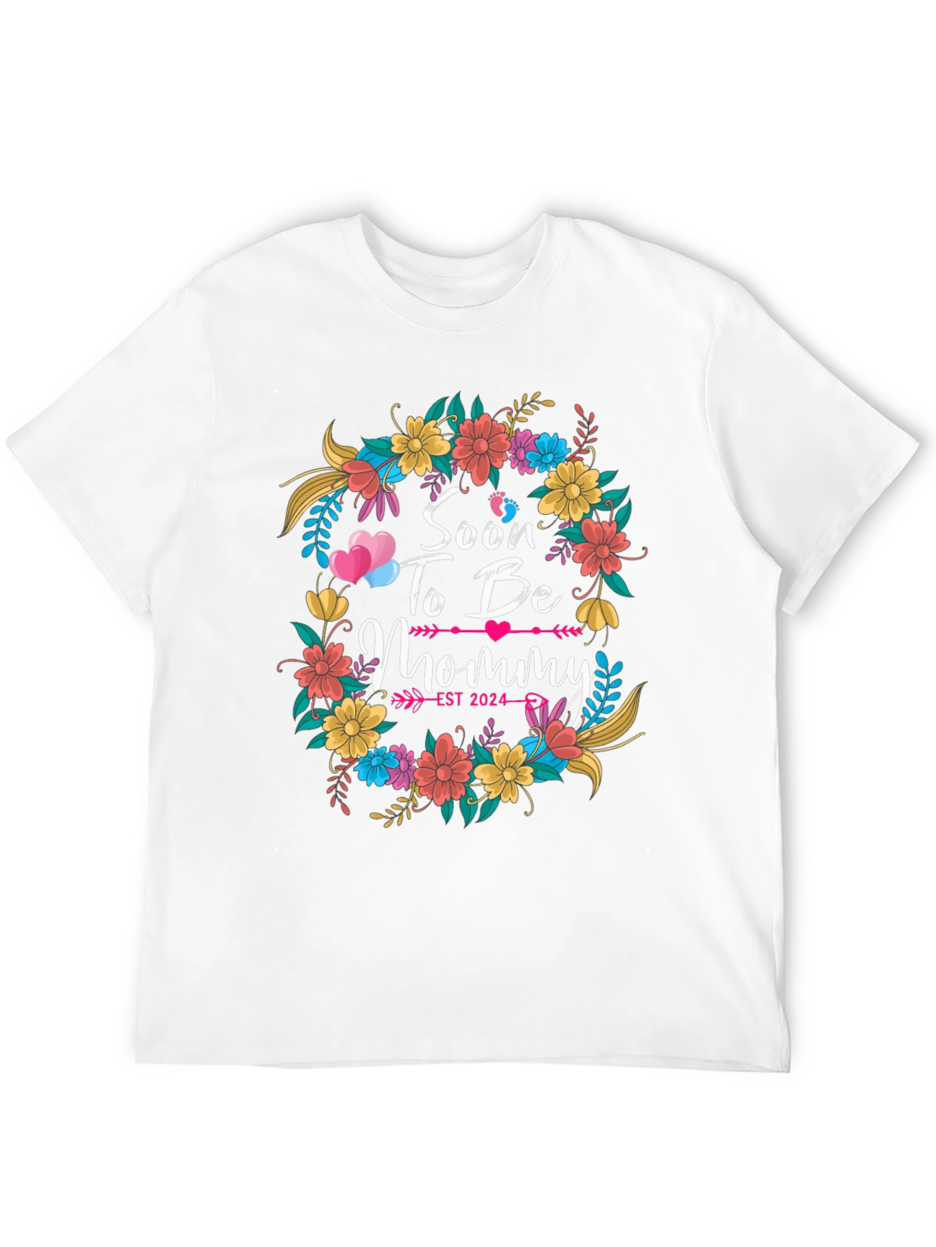 Soon To Be Mommy Est 2024 Floral T-Shirt