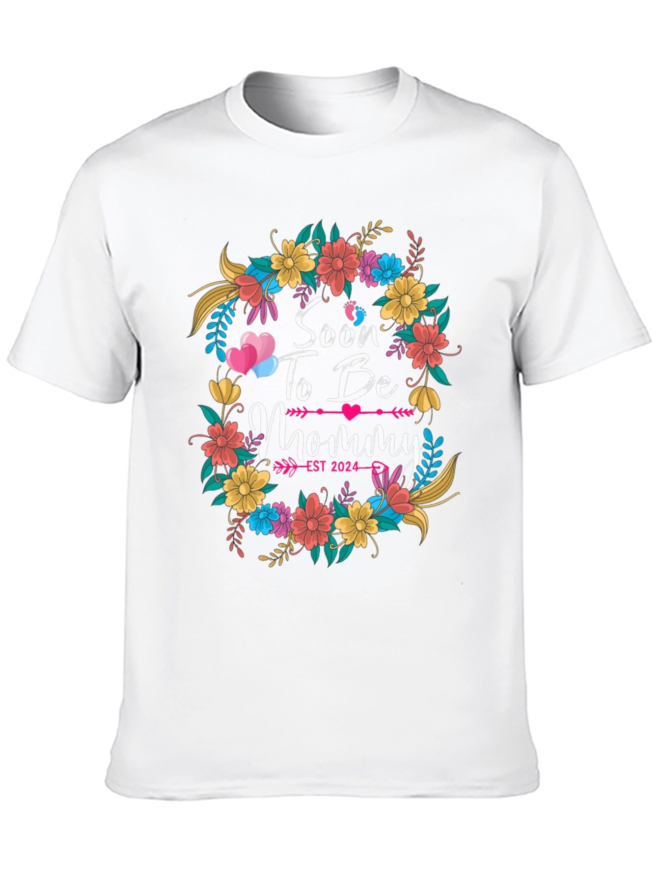 Soon To Be Mommy Est 2024 Floral T-Shirt