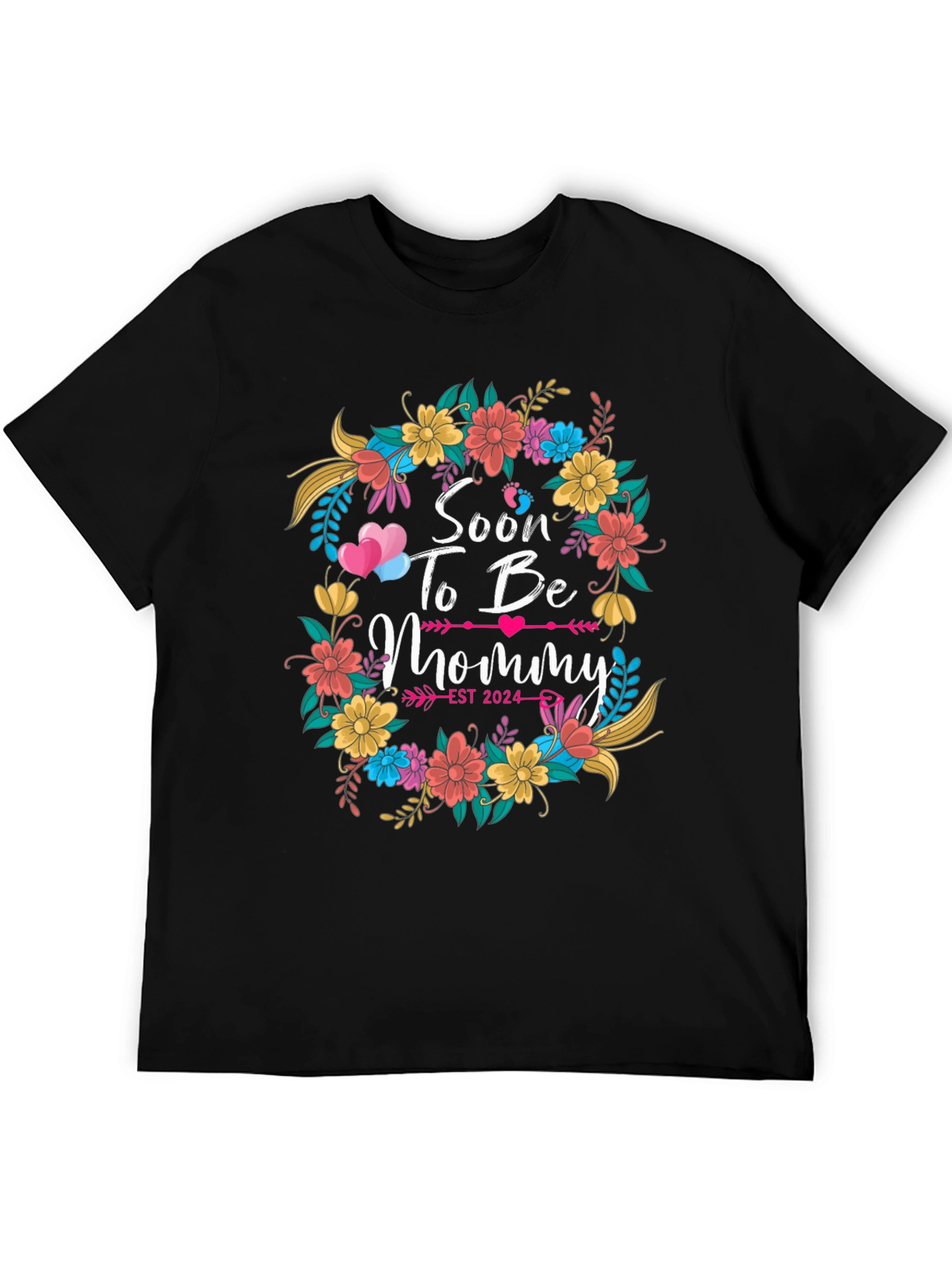 Soon To Be Mommy Est 2024 Floral T-Shirt