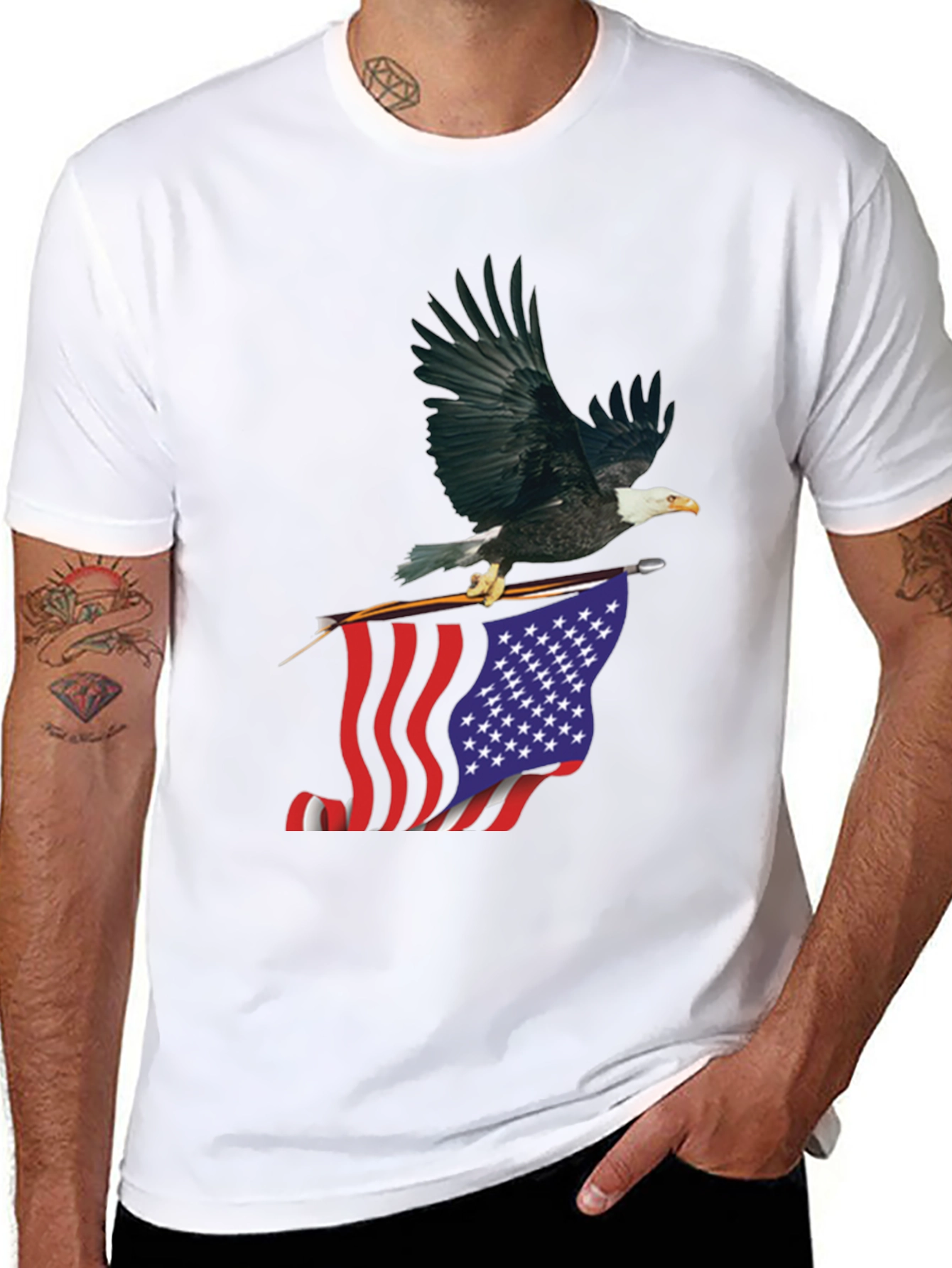 Eagle & US Flag Graphic Tee - Patriotic T-Shirt