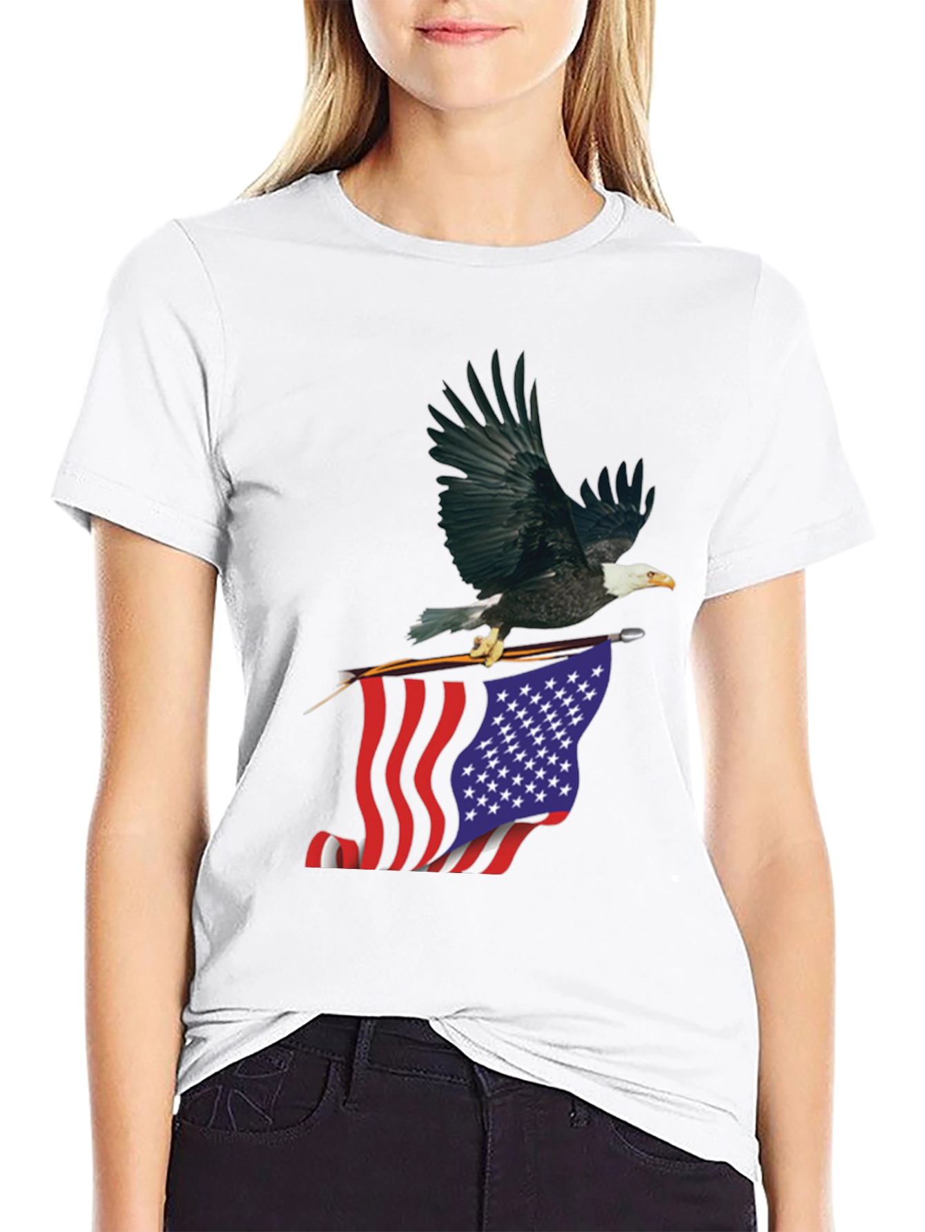 Eagle & US Flag Graphic Tee - Patriotic T-Shirt