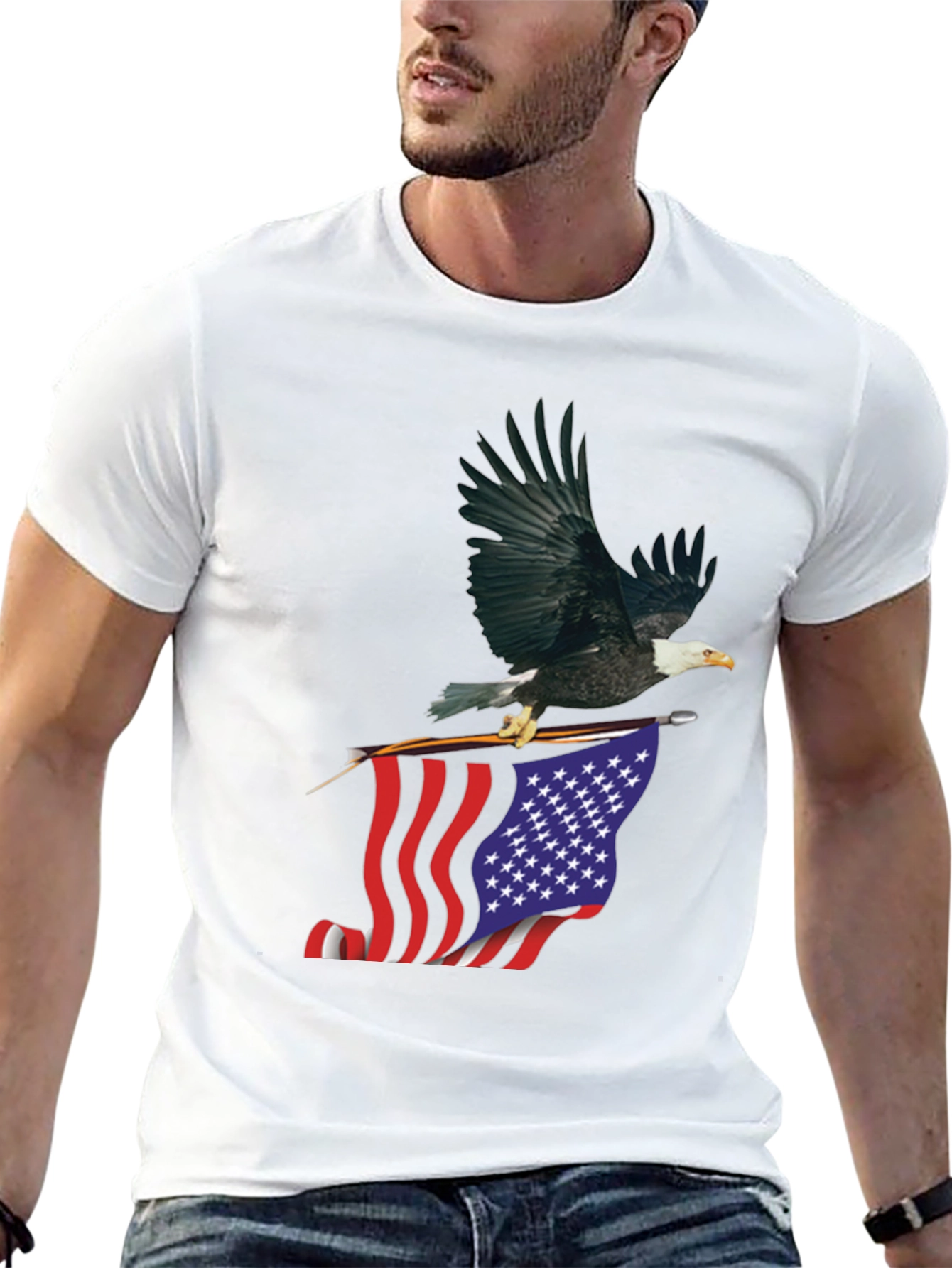 Eagle & US Flag Graphic Tee - Patriotic T-Shirt
