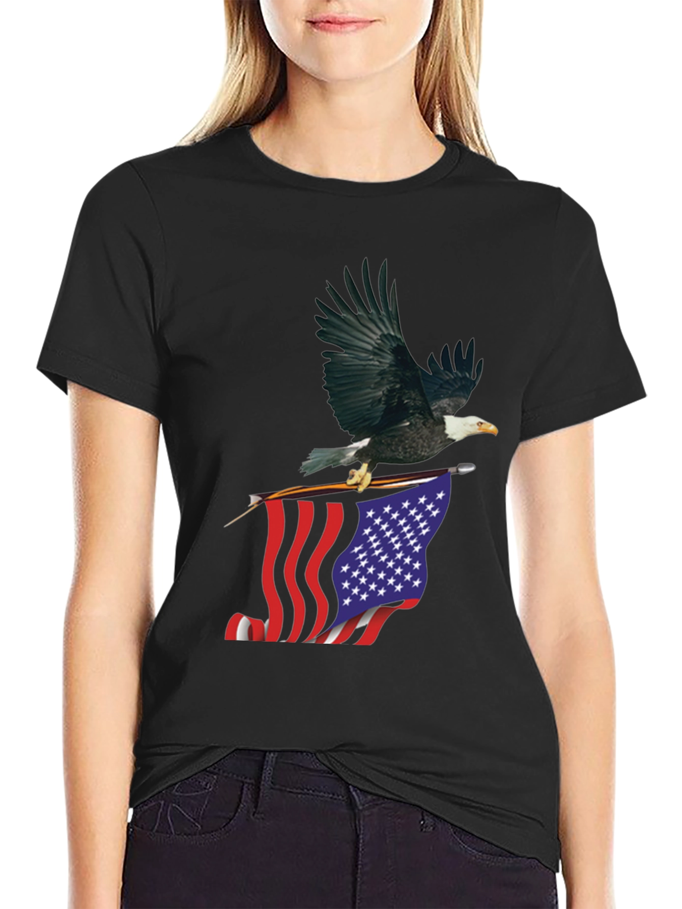 Eagle & US Flag Graphic Tee - Patriotic T-Shirt