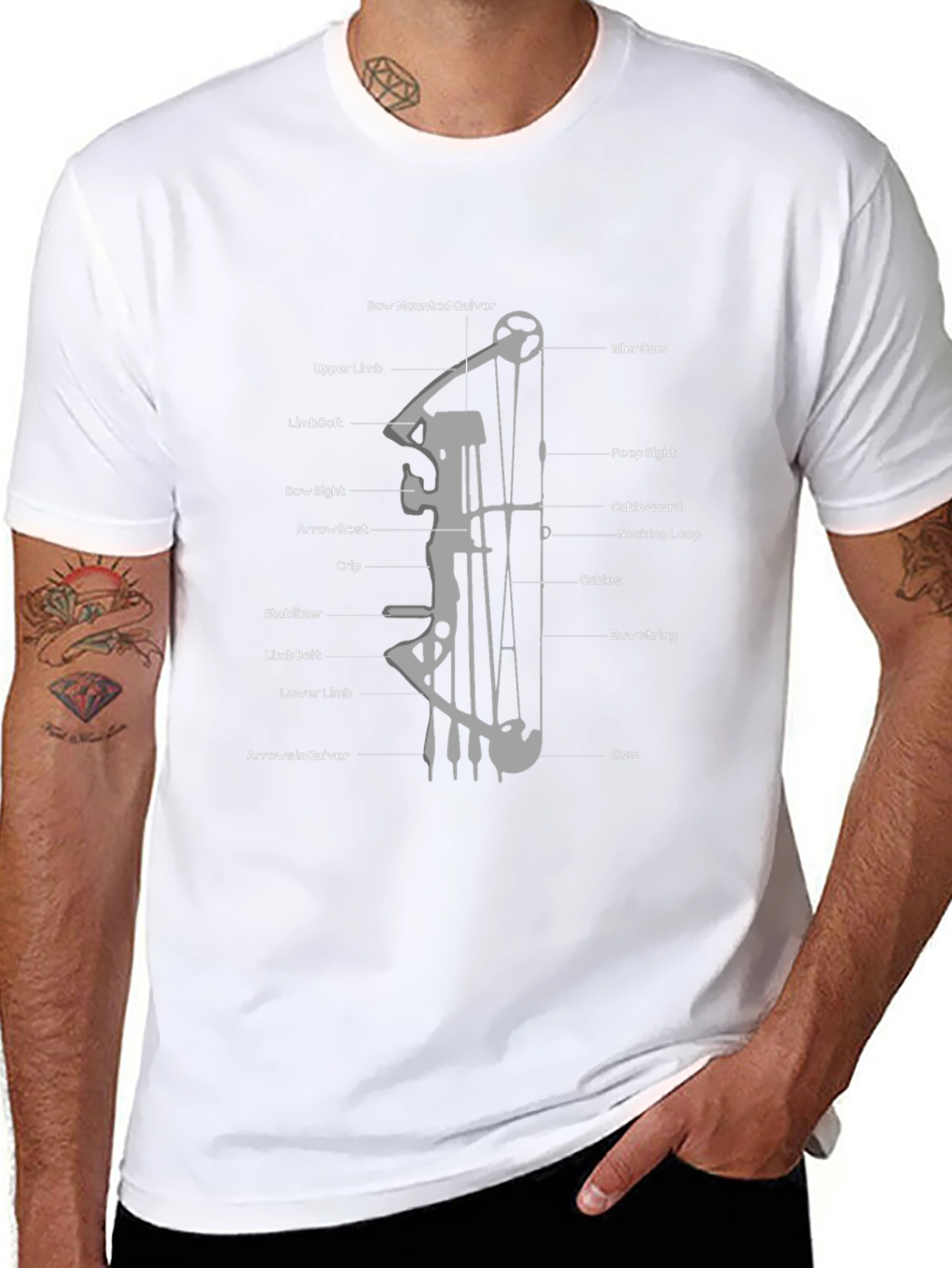 Archery Bow Diagram Black T-Shirt