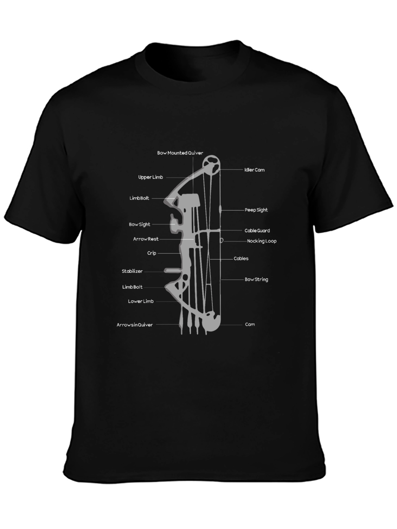 Archery Bow Diagram Black T-Shirt