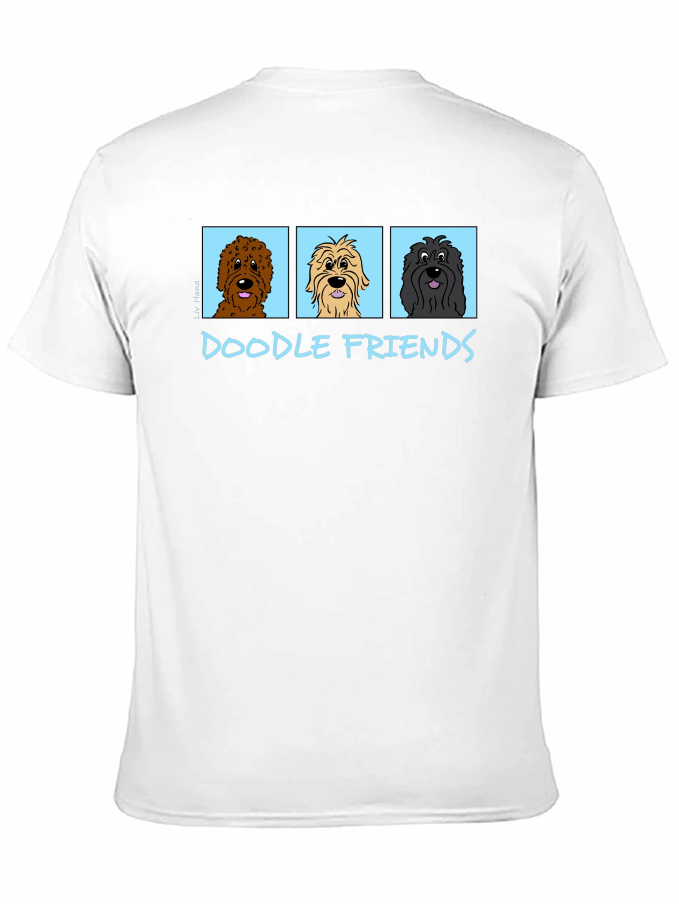 Doodle Friends Black T-Shirt Cartoon Dogs