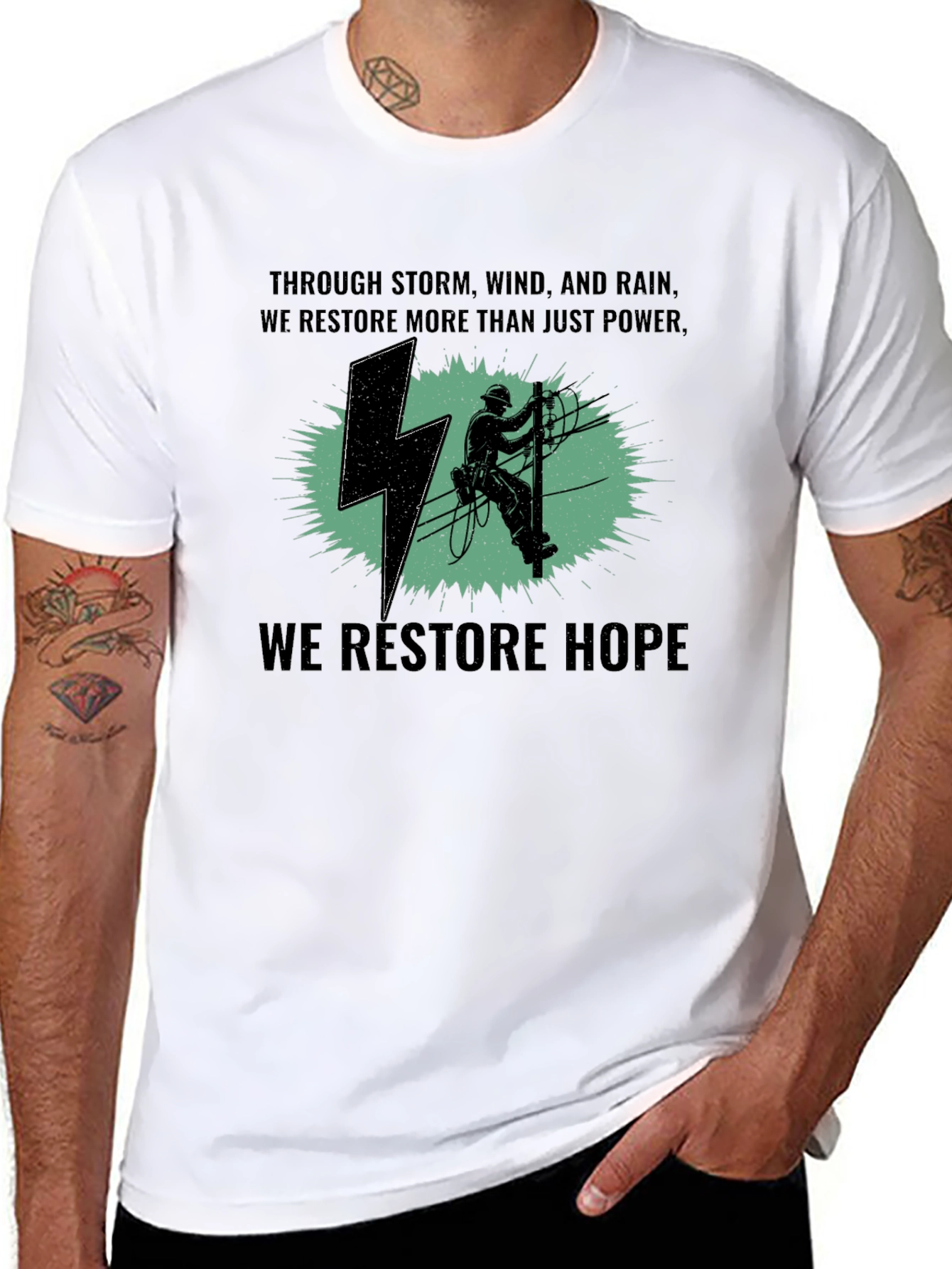 Lineman T-Shirt: Restore Power Restore Hope