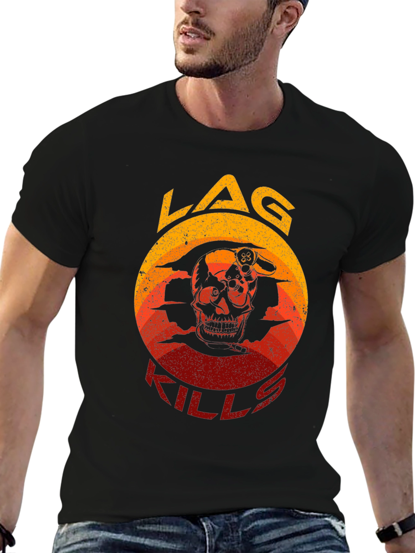 LAG KILLS Skull Gaming T-Shirt - Gamer Apparel