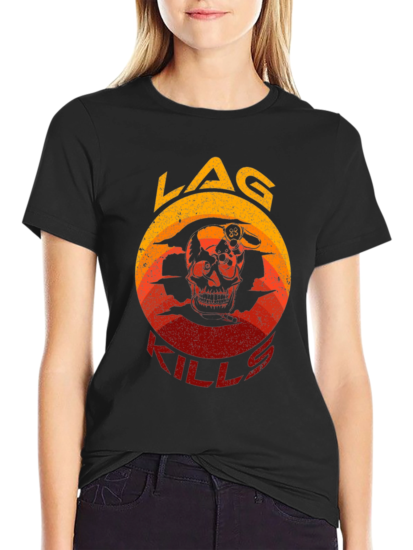 LAG KILLS Skull Gaming T-Shirt - Gamer Apparel
