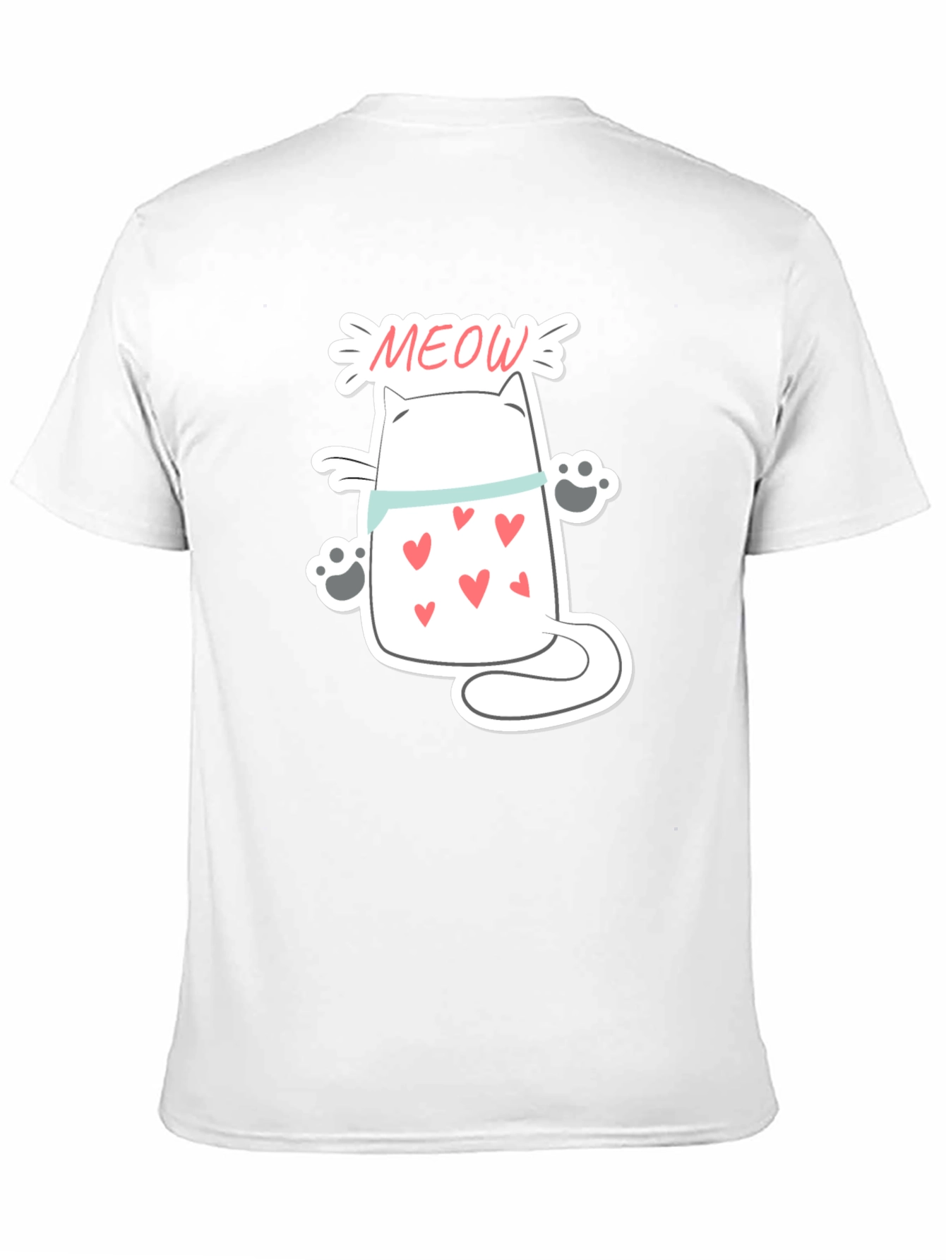 Cute Meow Cat T-Shirt - Black