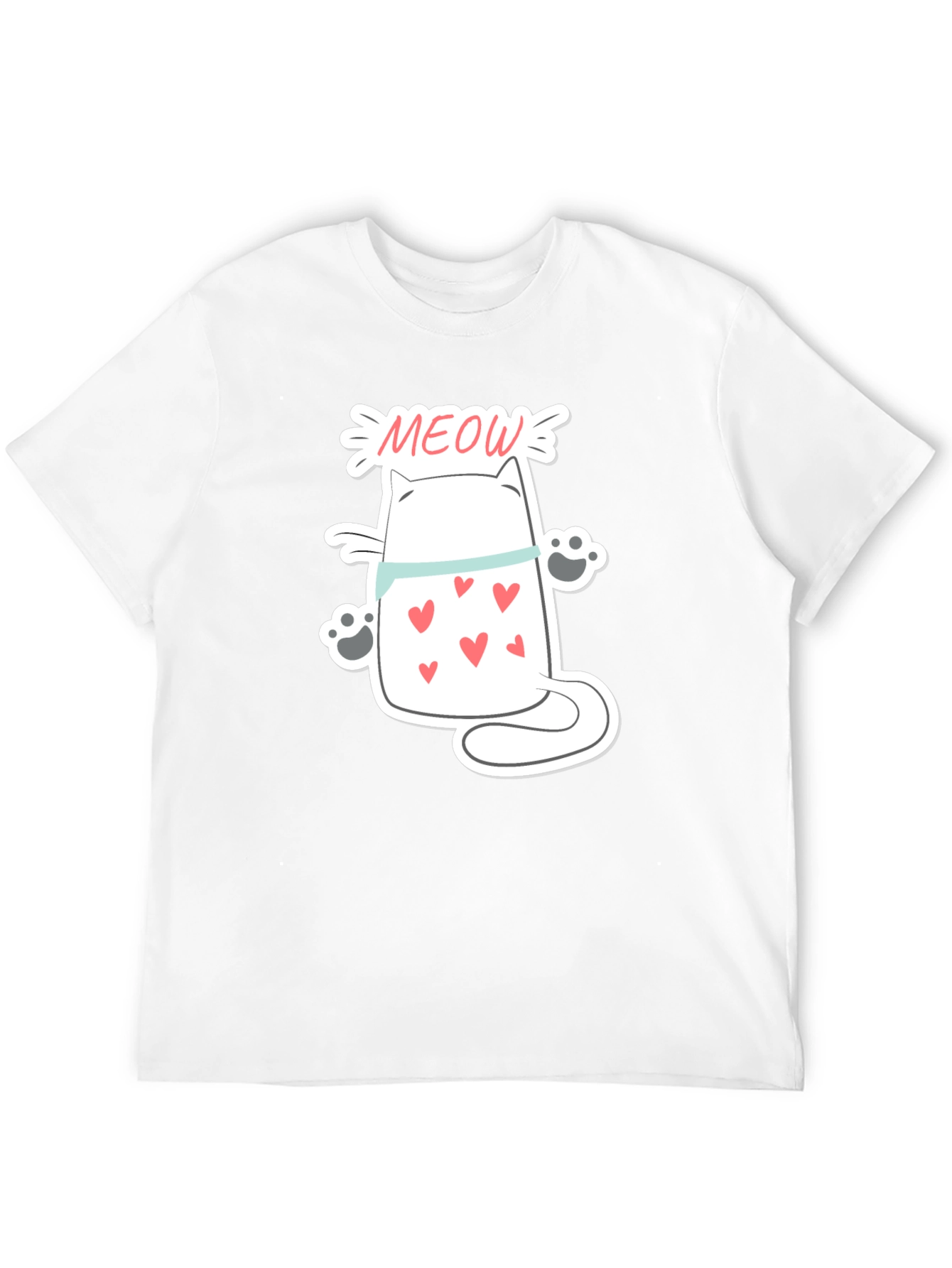 Cute Meow Cat T-Shirt - Black