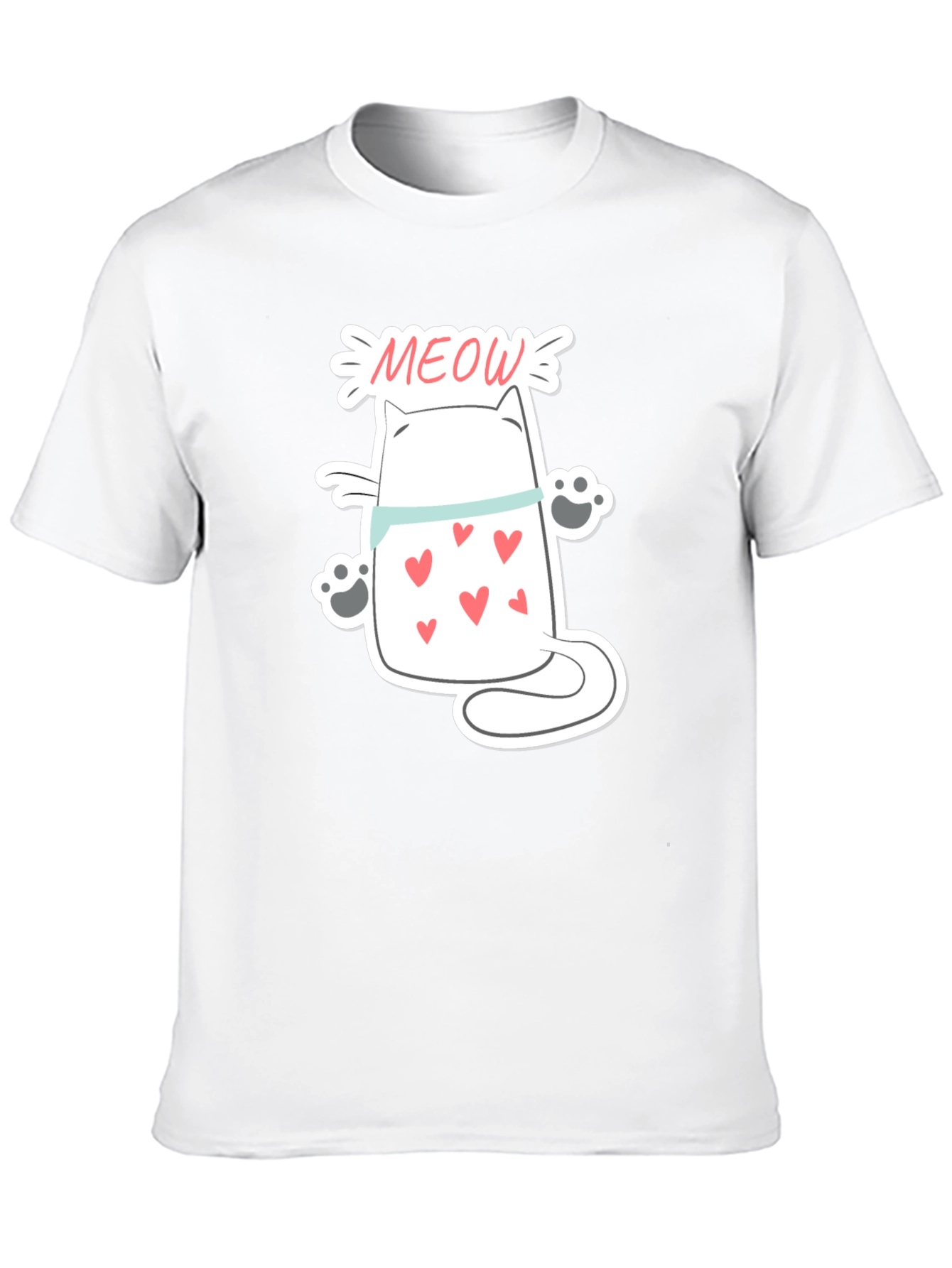 Cute Meow Cat T-Shirt - Black