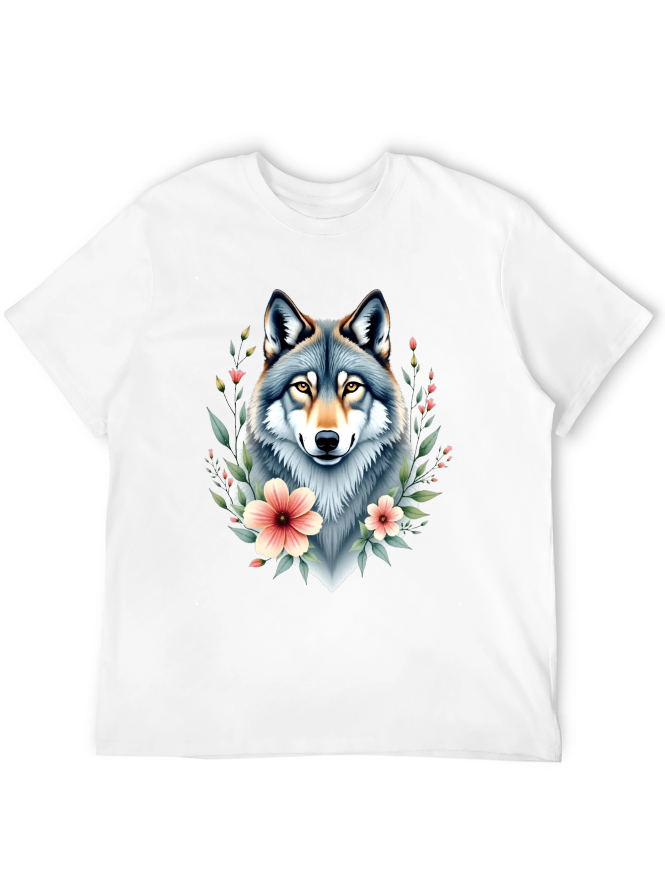 Wolf Floral T-Shirt - Black Graphic Tee