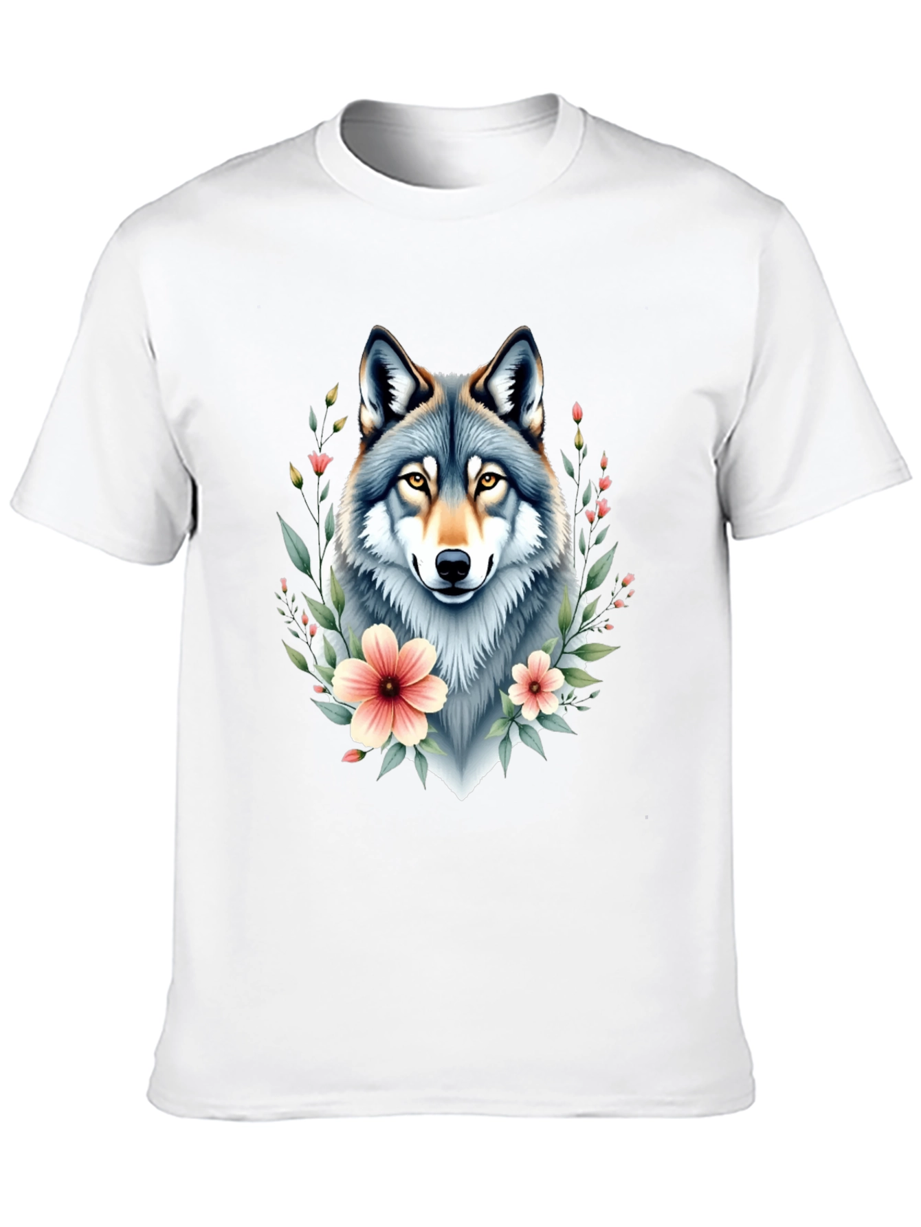 Wolf Floral T-Shirt - Black Graphic Tee