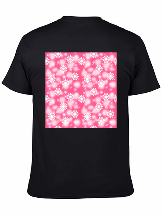 Snowflake Pattern T-Shirt - Pink Winter Design