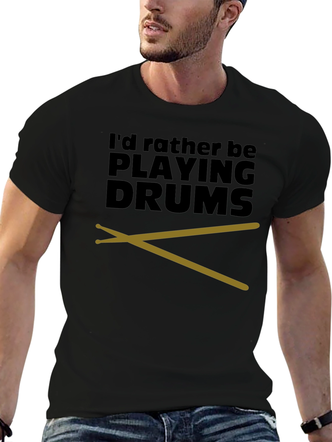 Drummer T-Shirt - Id Rather Be Playing Drums