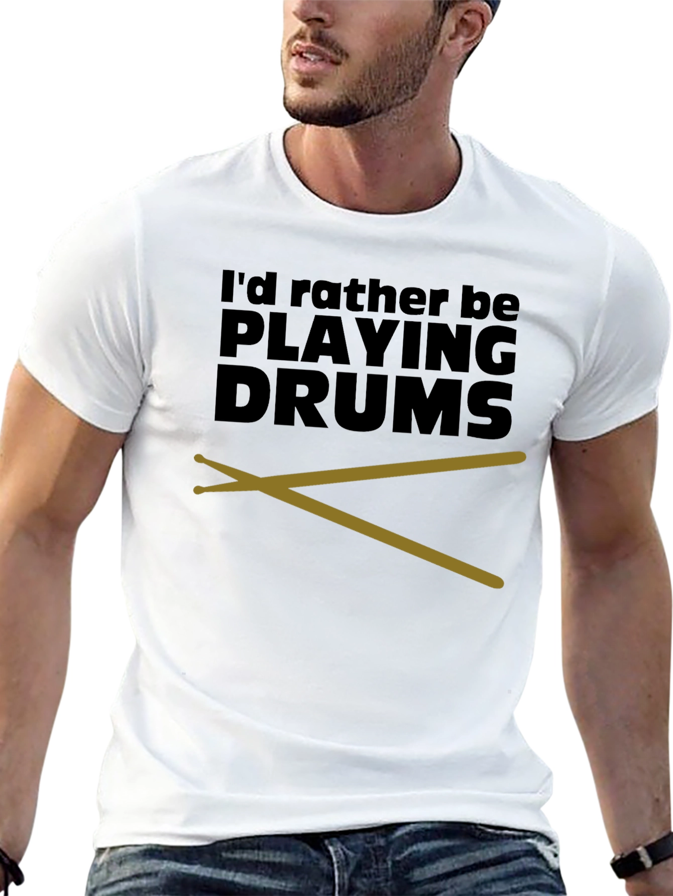 Drummer T-Shirt - Id Rather Be Playing Drums