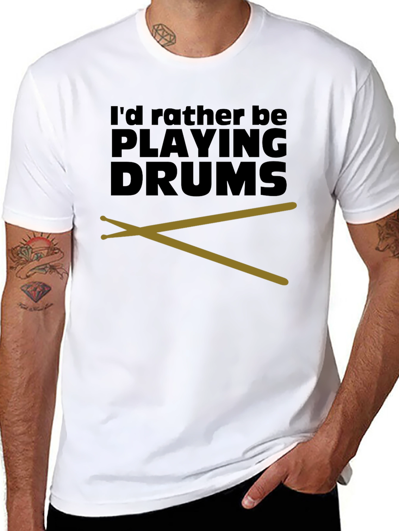 Drummer T-Shirt - Id Rather Be Playing Drums