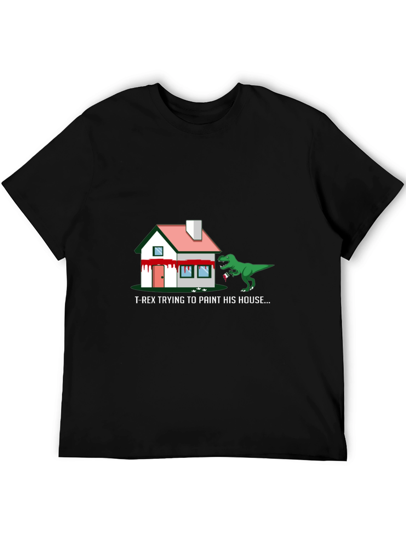 T-Rex Painting House Graphic Tee - Funny Dinosaur Shirt