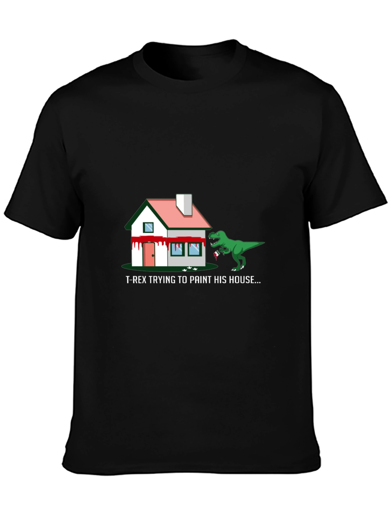 T-Rex Painting House Graphic Tee - Funny Dinosaur Shirt