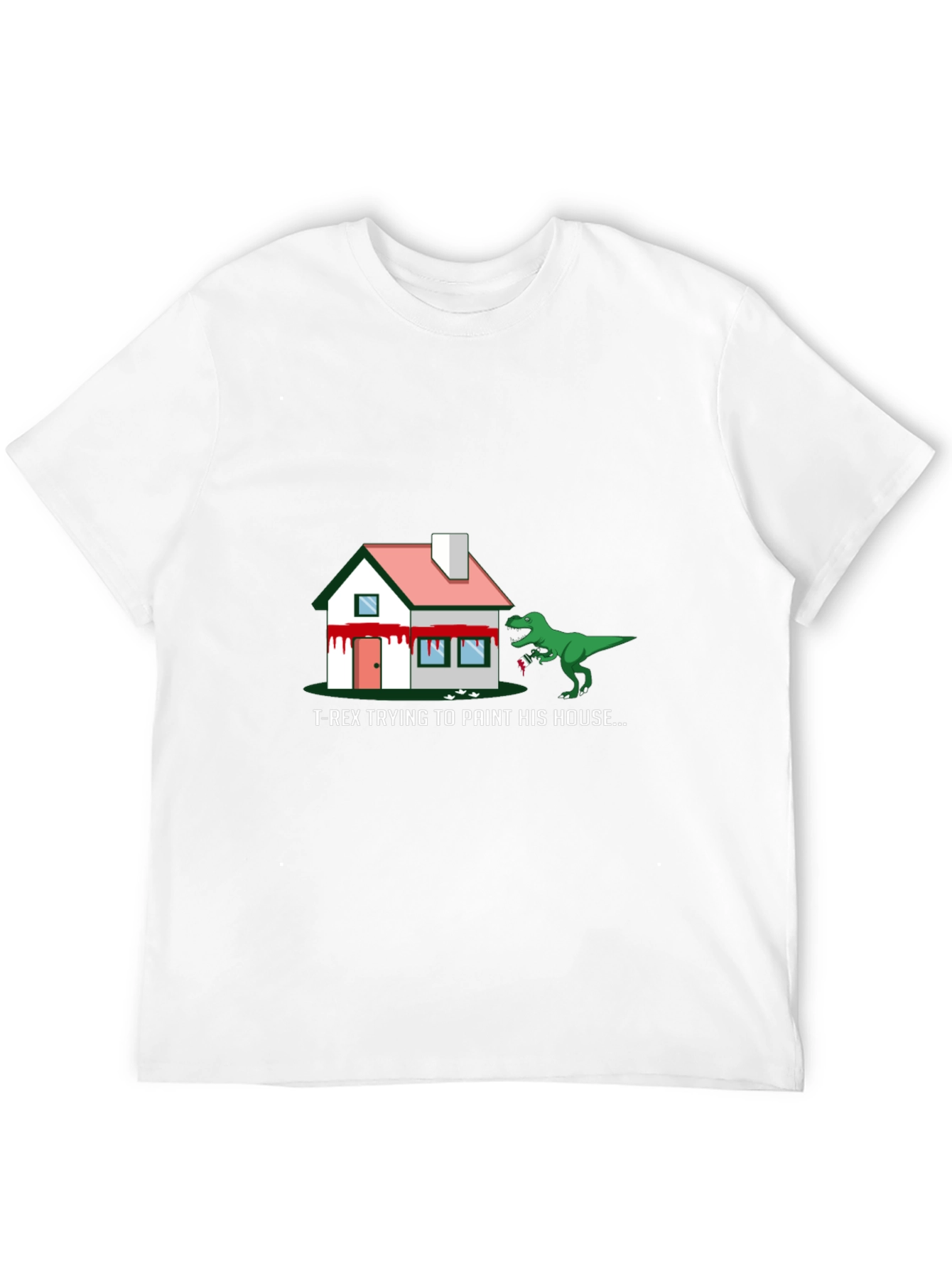 T-Rex Painting House Graphic Tee - Funny Dinosaur Shirt