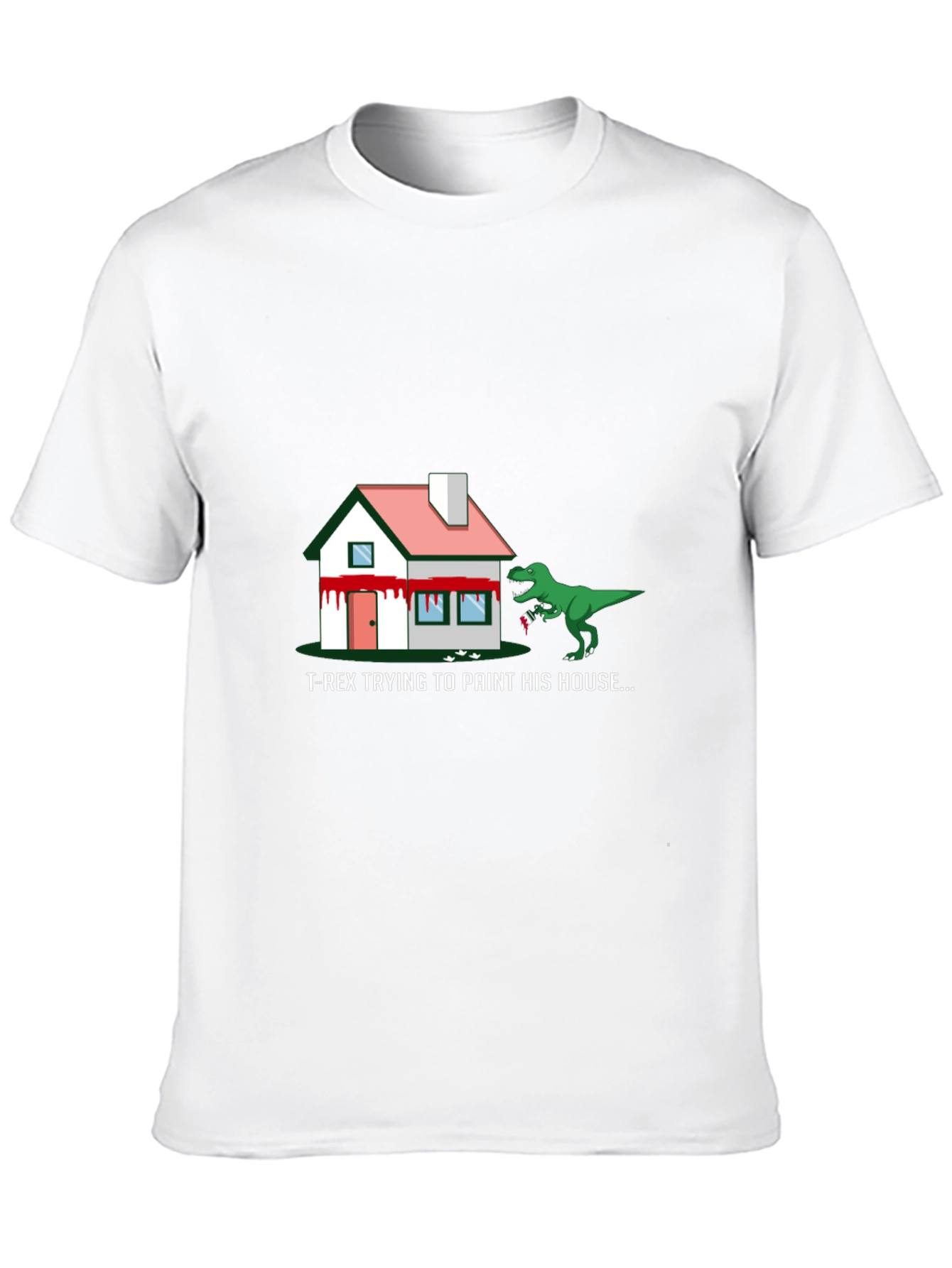 T-Rex Painting House Graphic Tee - Funny Dinosaur Shirt