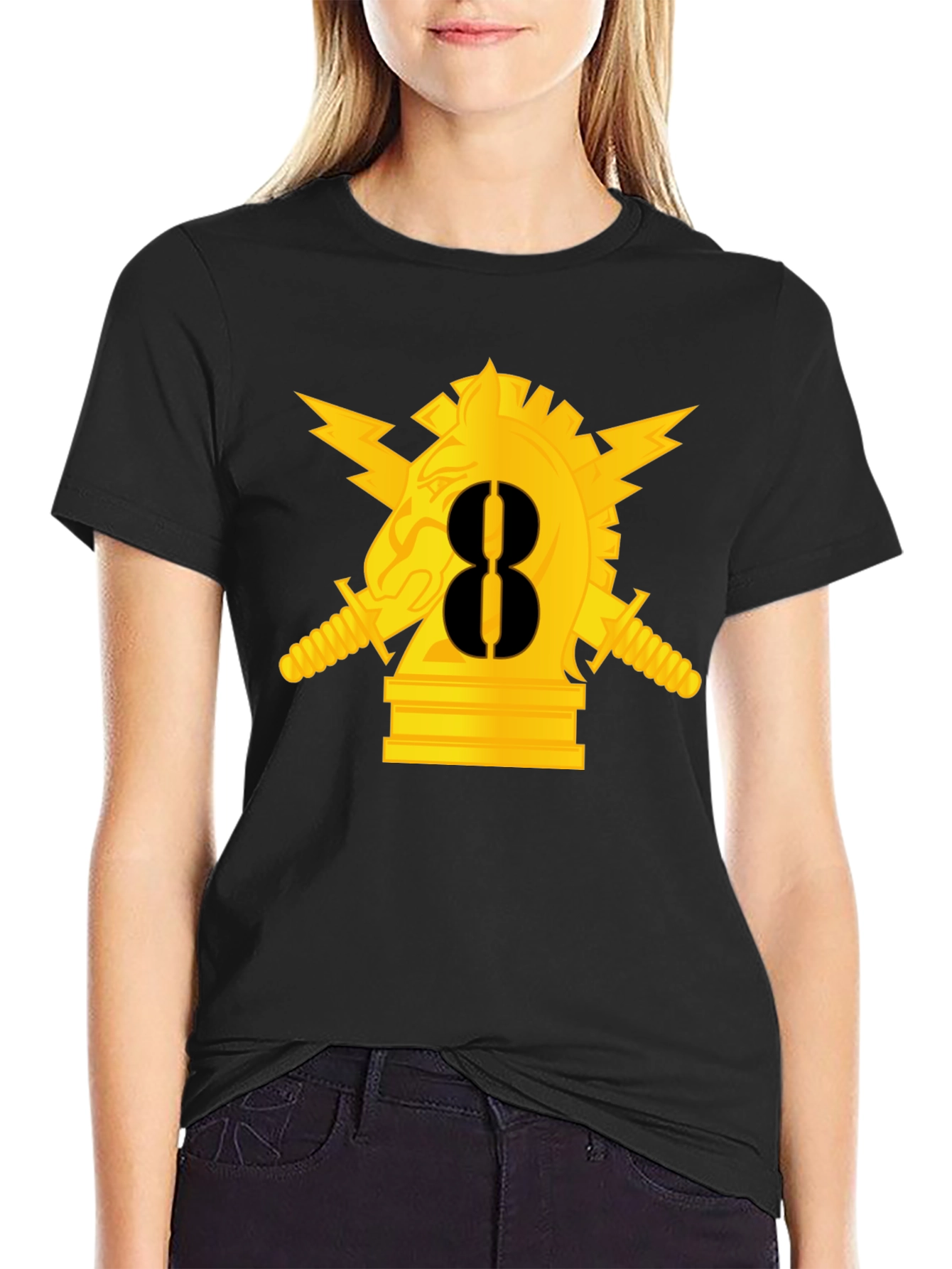 Chess Knight Graphic T-Shirt - Black