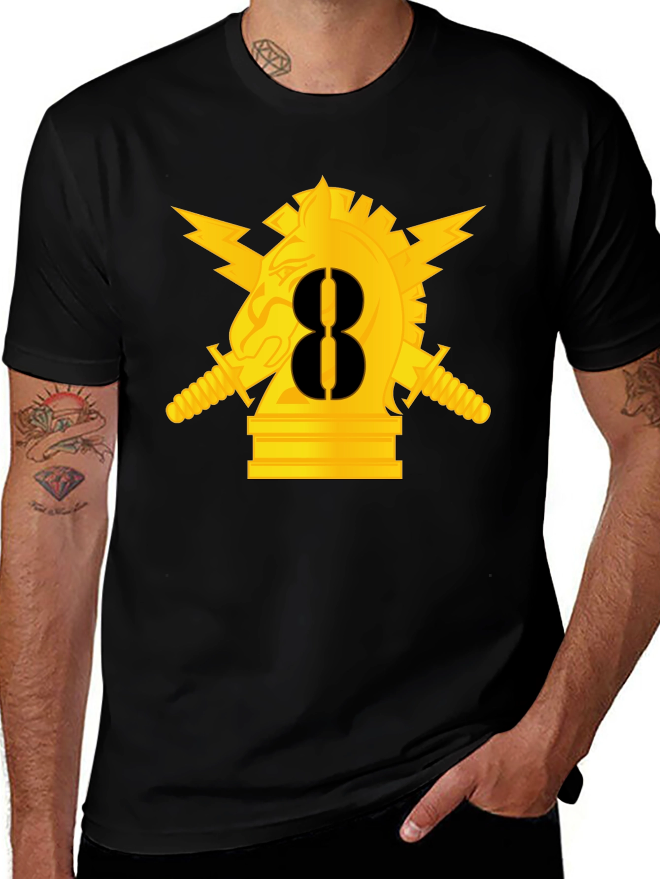 Chess Knight Graphic T-Shirt - Black