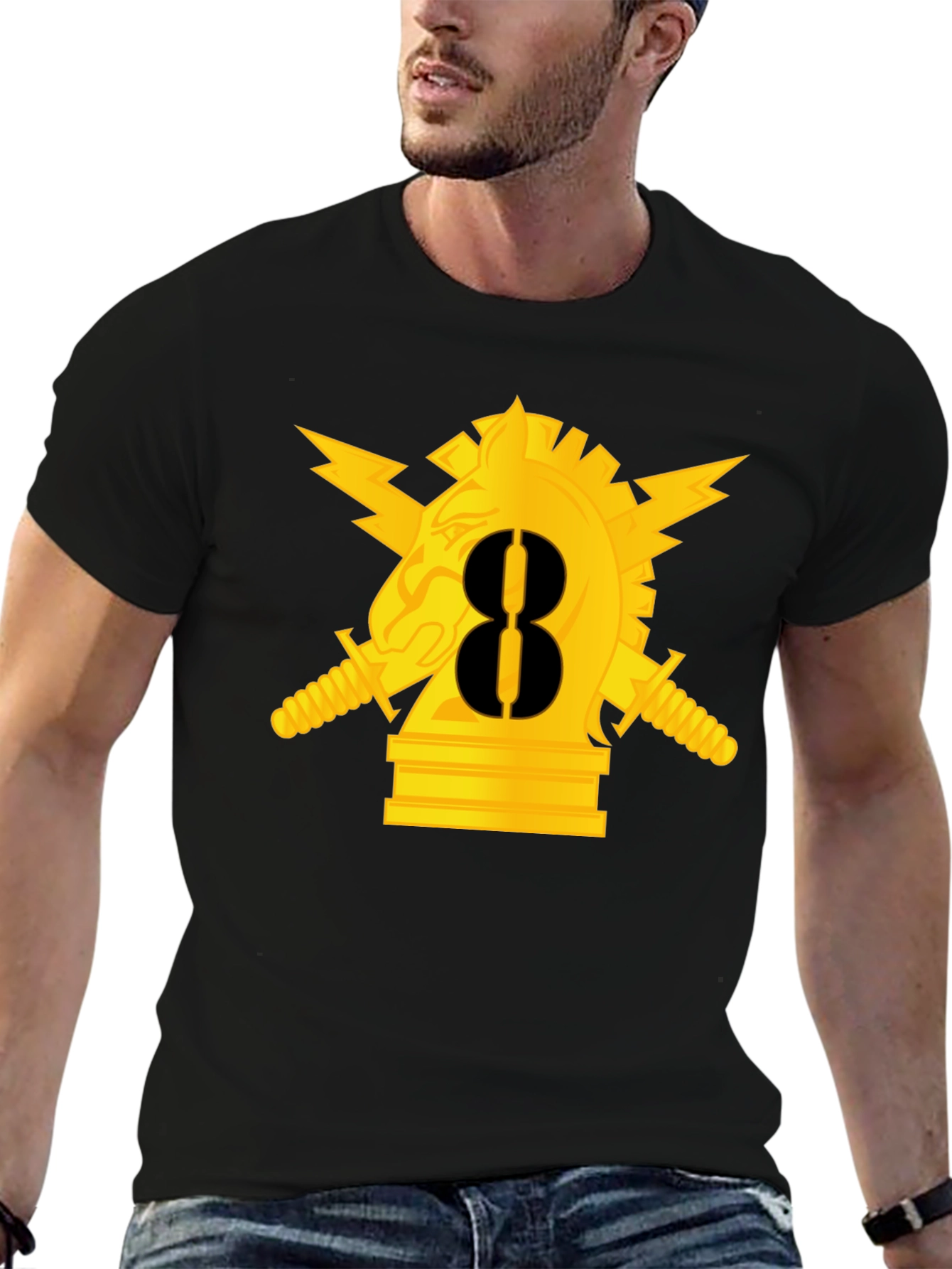 Chess Knight Graphic T-Shirt - Black