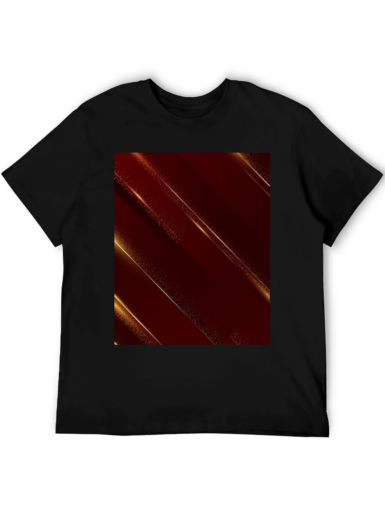 Stylish Black Tee with Abstract Gold Design