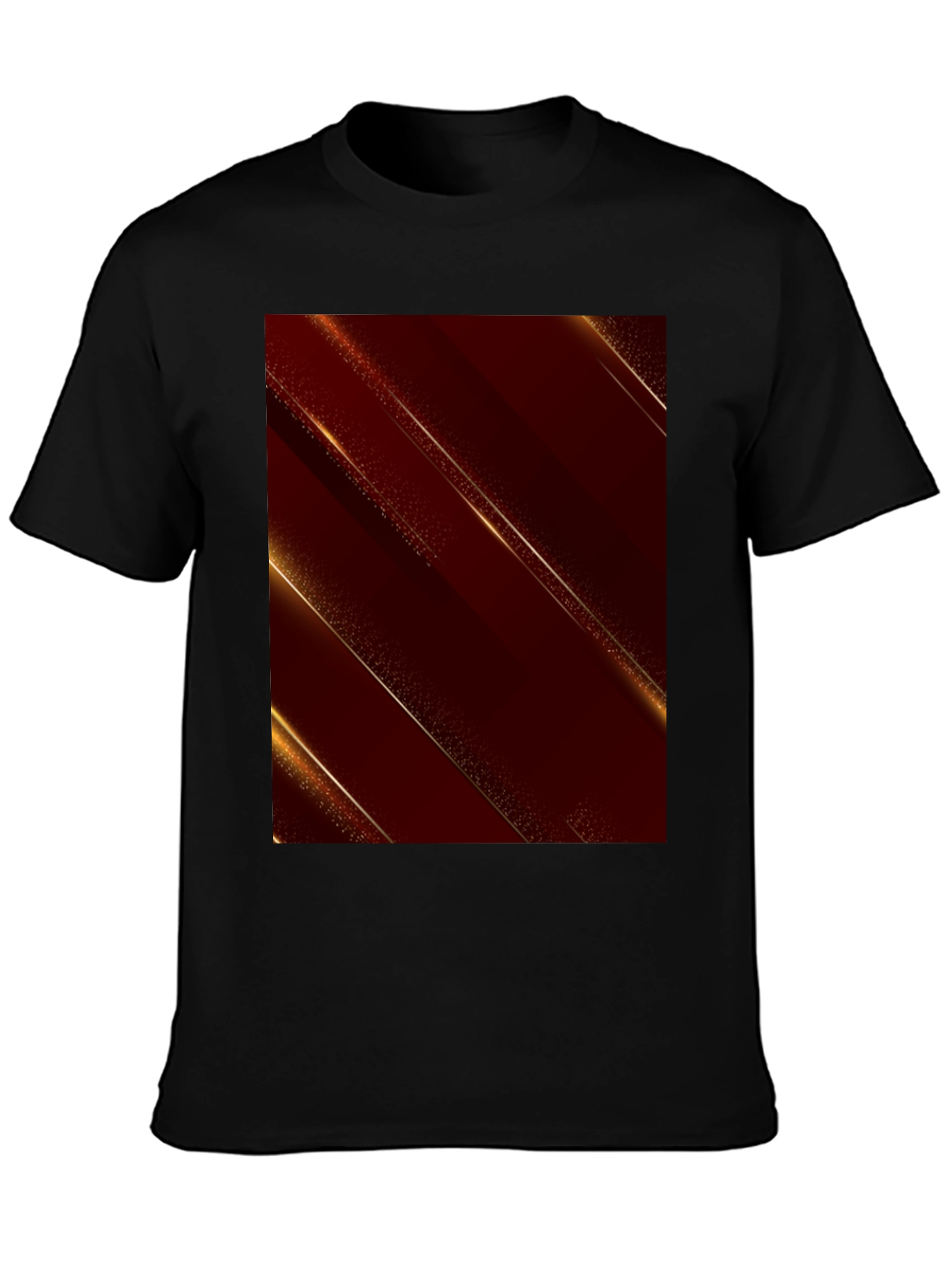 Stylish Black Tee with Abstract Gold Design