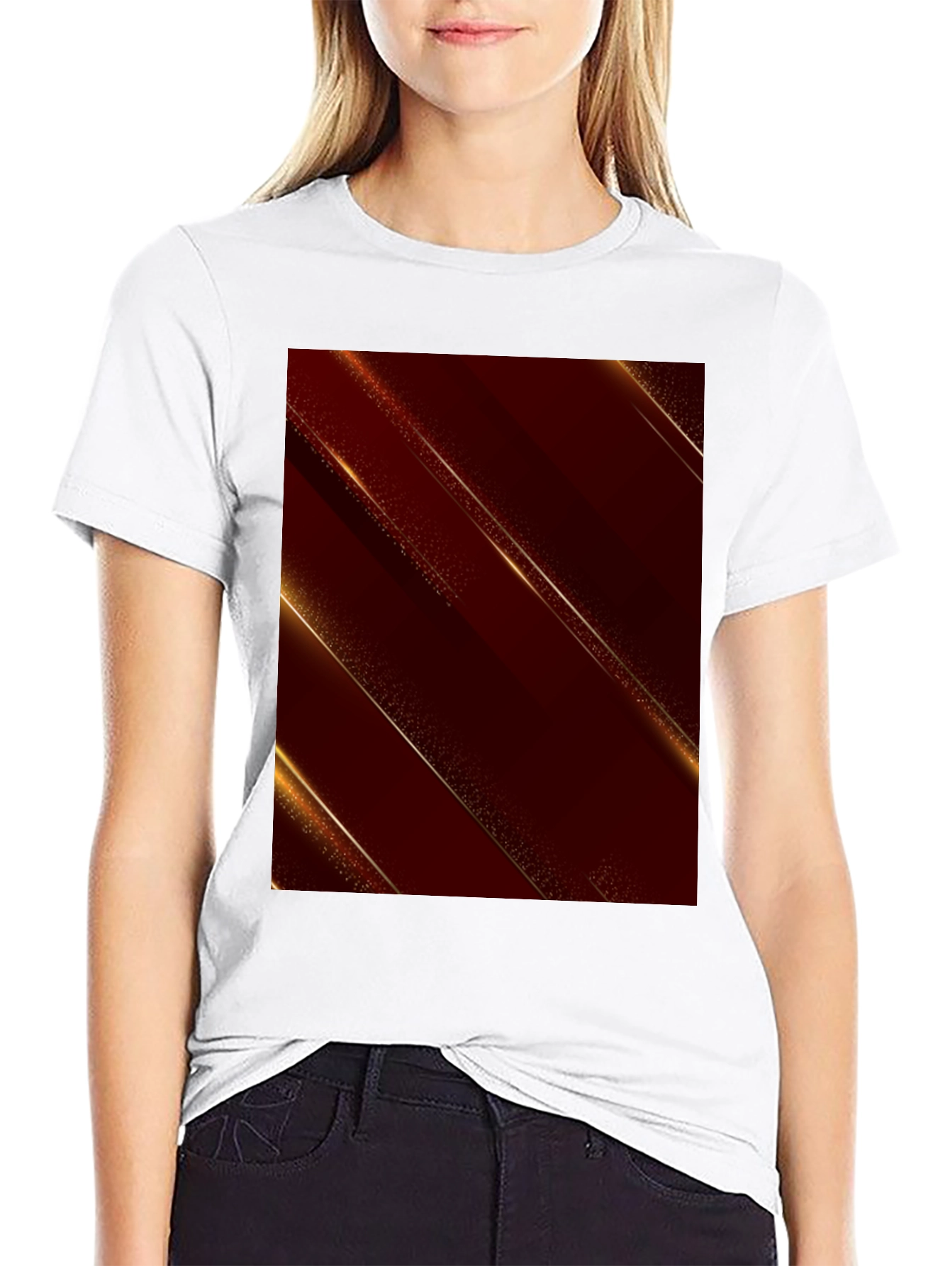 Stylish Black Tee with Abstract Gold Design