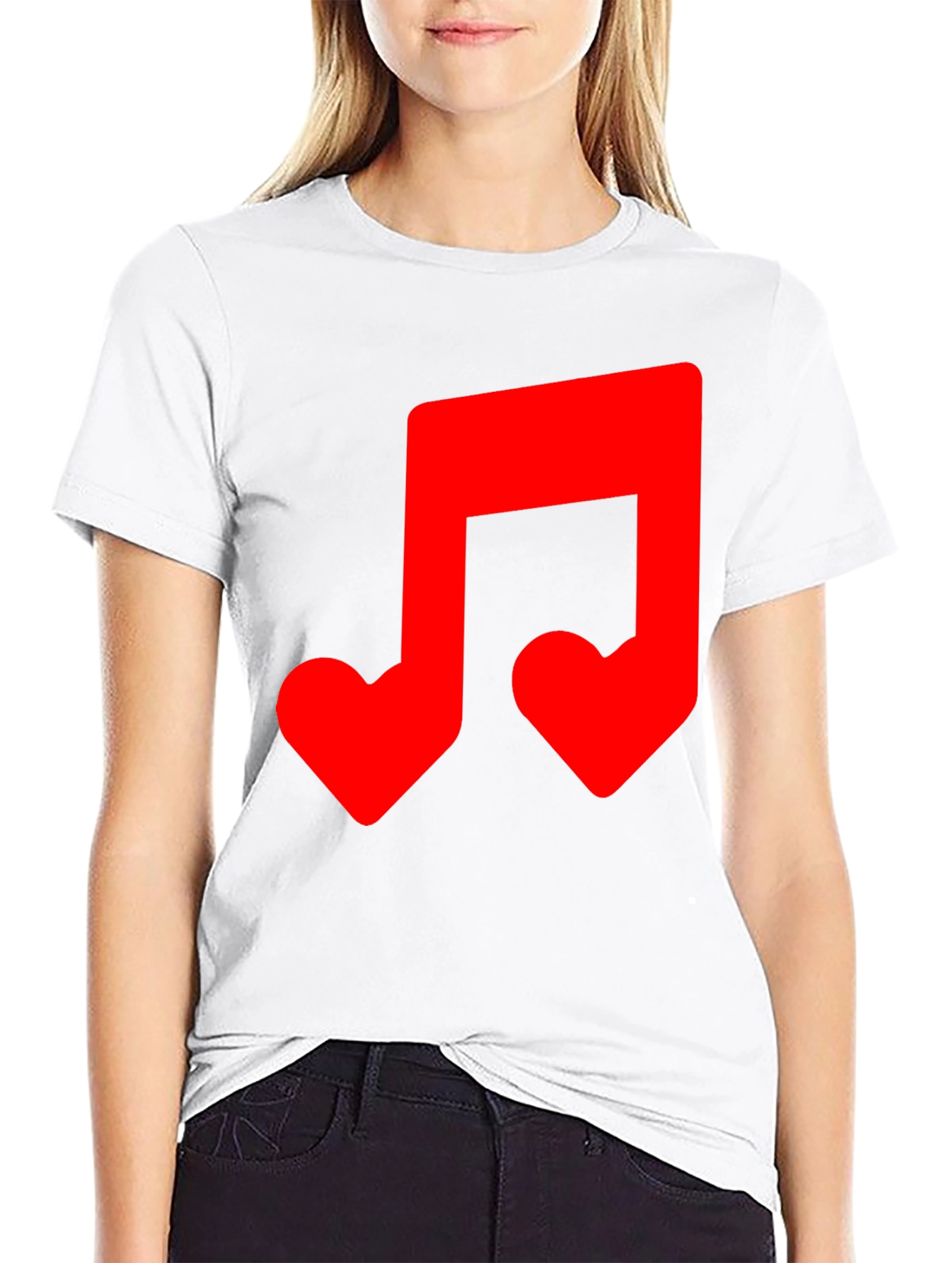 Musical Note Heart T-Shirt - Black