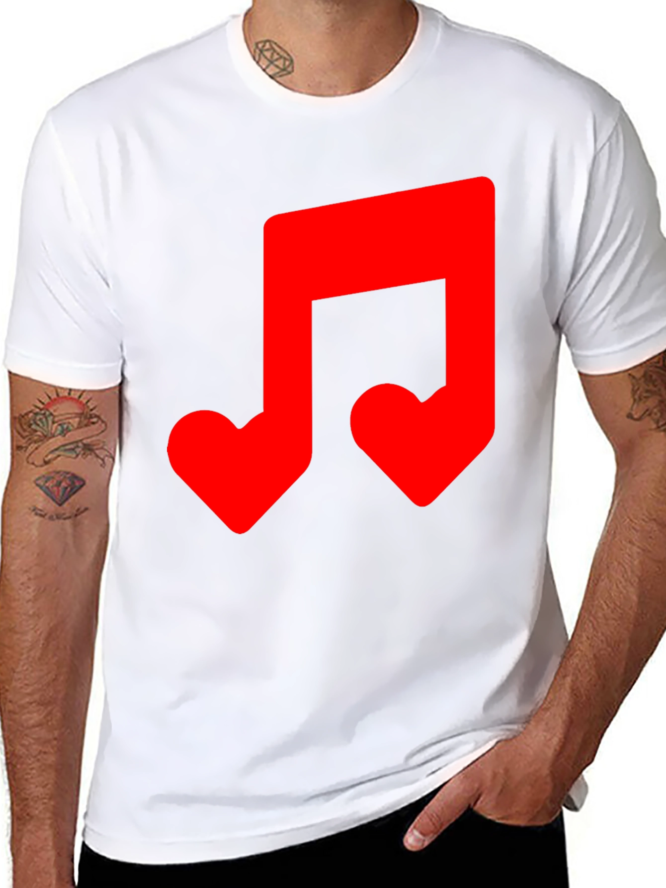 Musical Note Heart T-Shirt - Black