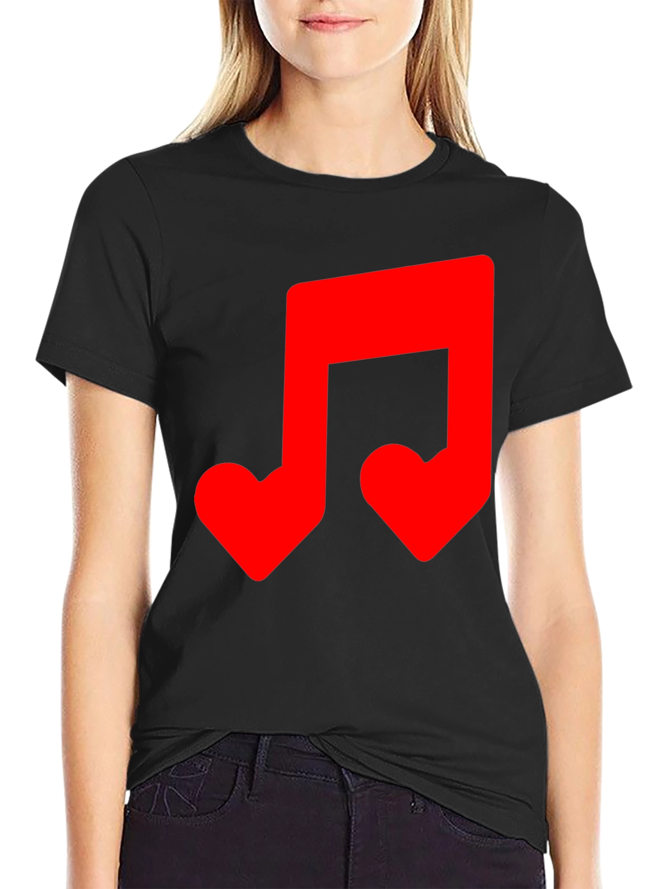 Musical Note Heart T-Shirt - Black